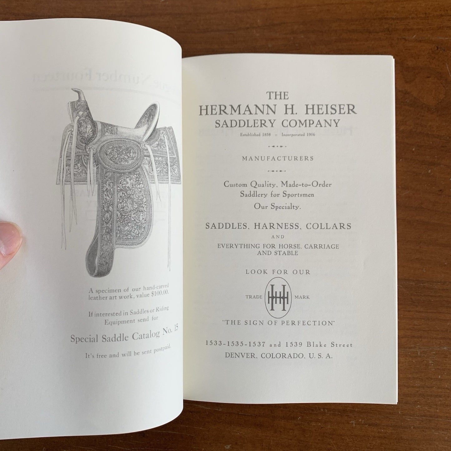 The Hermann H. Heiser Saddlery Co. Catalog No. 14 / Facsimile Reprint Saddle