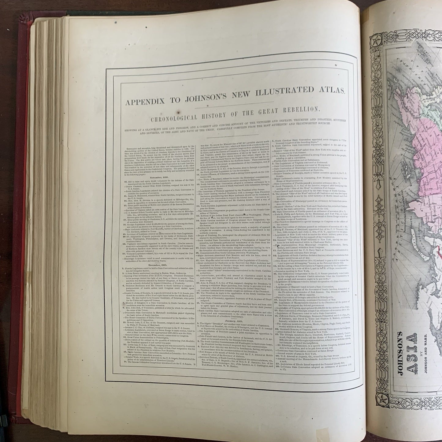 1865 Johnsons New Illustrated Family Atlas / Maps United States Civil War