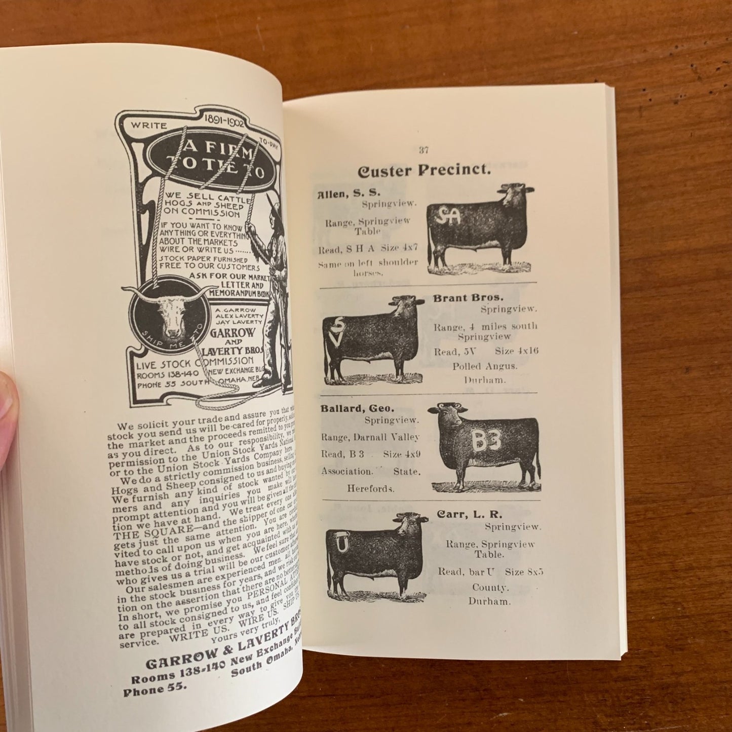 1902 The Stockman's Brand Book, Keya Paha County Nebraska / Facsimile
