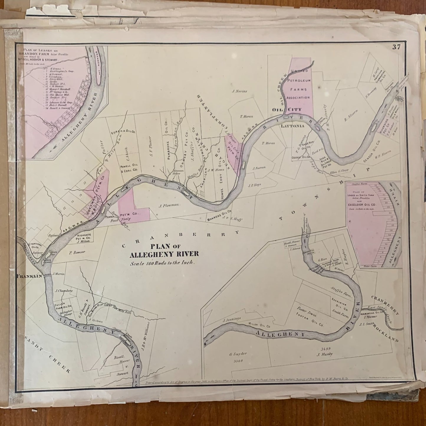 1865 Beers Atlas of the Oil Regions Pennsylvania - Incomplete - Maps Petroleum