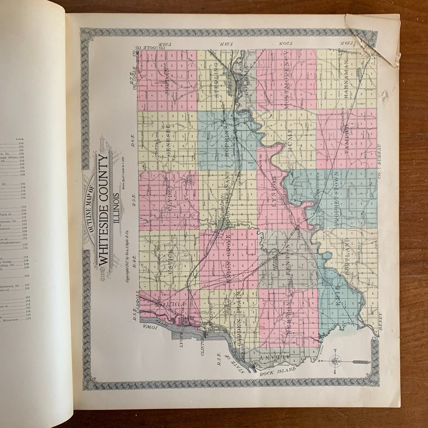 1912 Standard Atlas of Whiteside County, Illinois Sterling Rock Falls Fulton