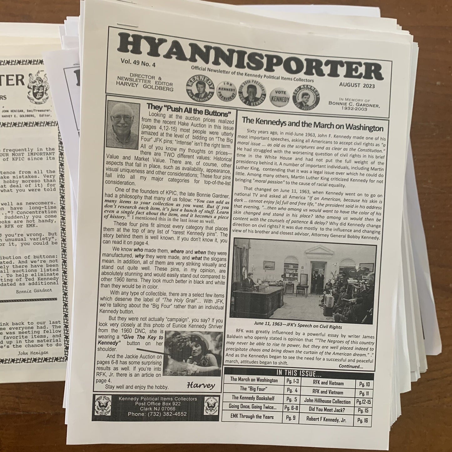 The Hyannisporter Official Newsletter of Kennedy Political Items 1992 - 2024 JFK