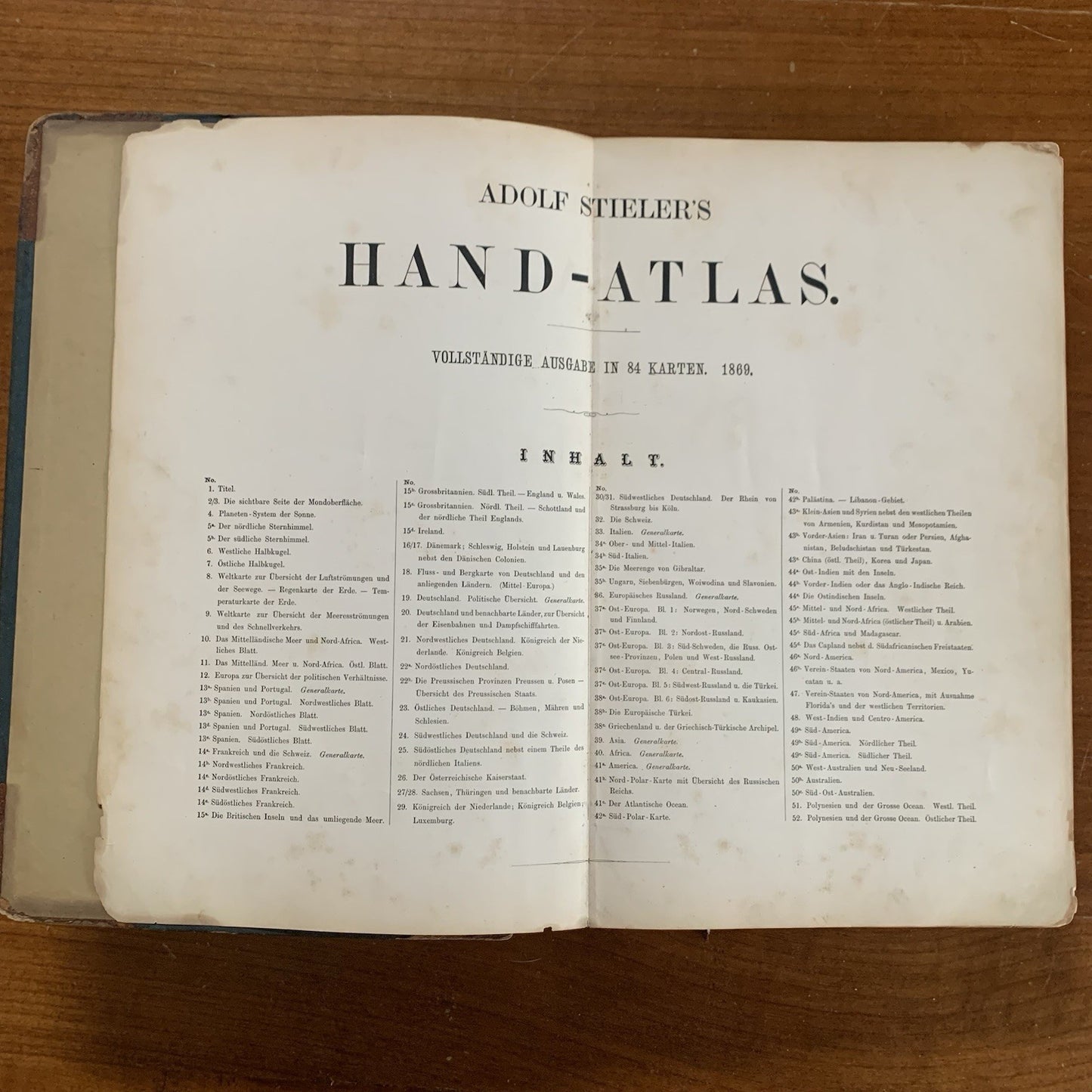 1869 Adolf Stieler's Hand Atlas of the Earth on All Parts of the World 84 Plates