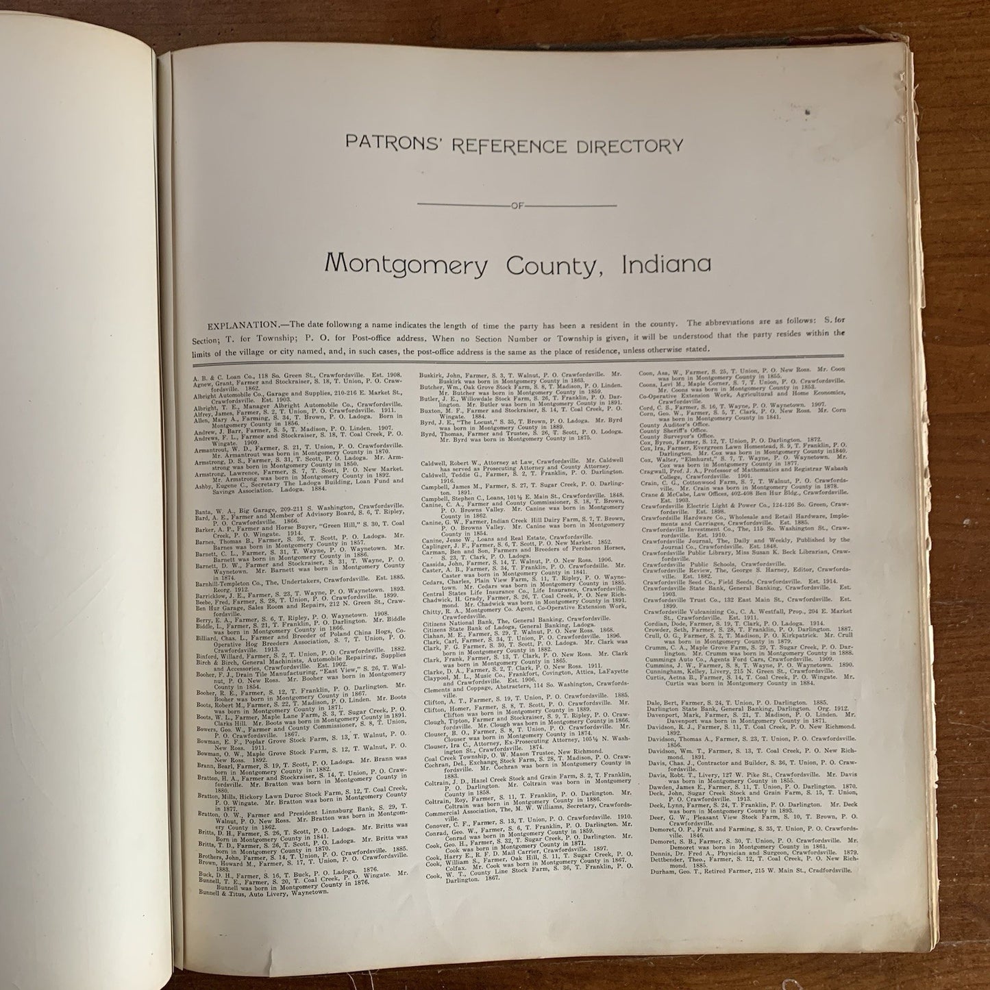 1917 Standard Atlas of Montgomery County, Indiana / Plat Book Map United States