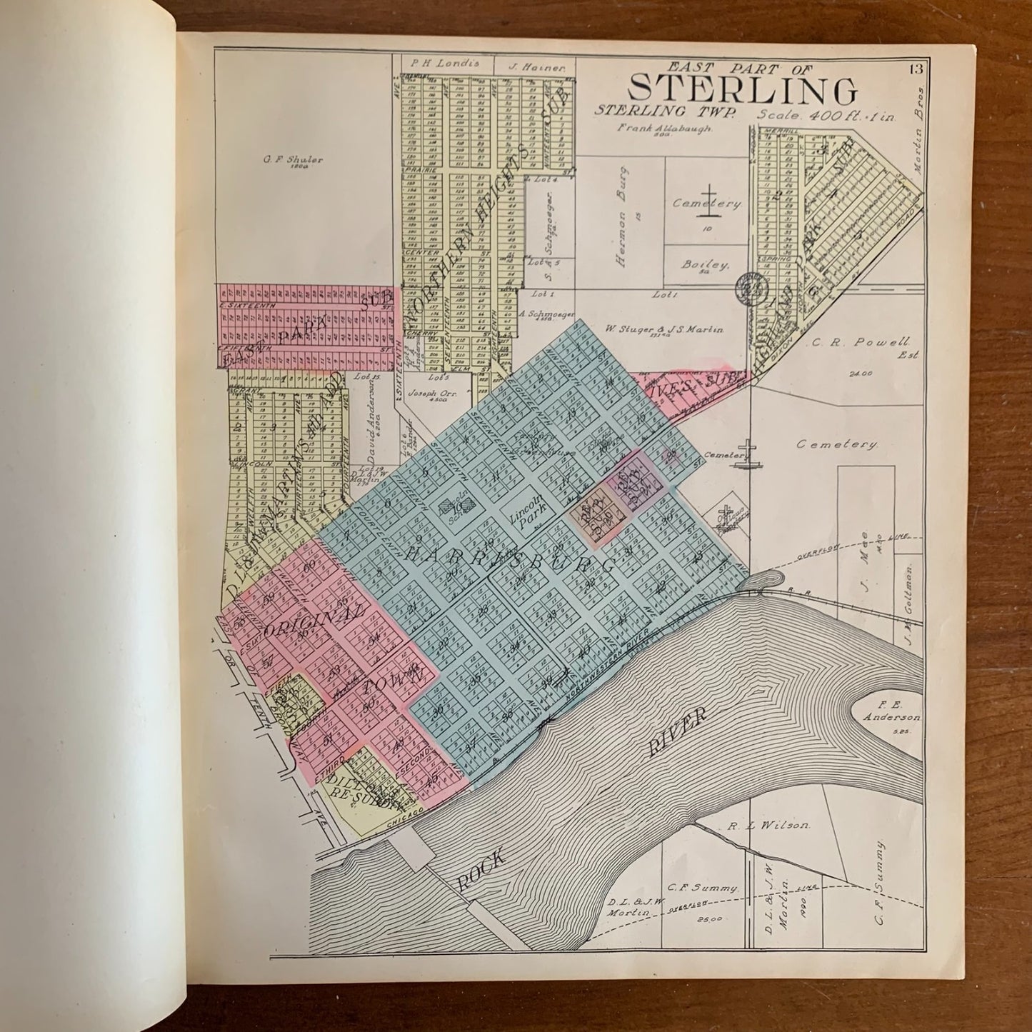 1912 Standard Atlas of Whiteside County, Illinois Sterling Rock Falls Fulton