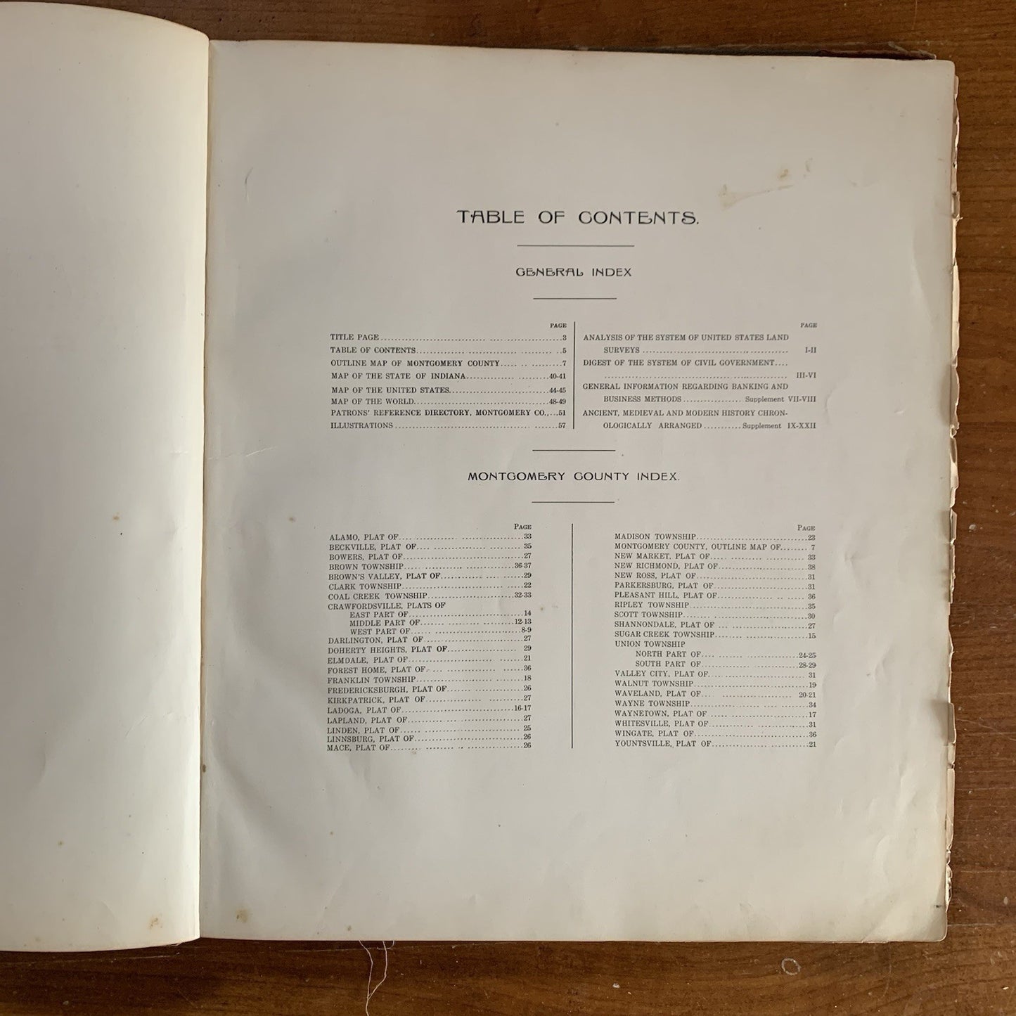1917 Standard Atlas of Montgomery County, Indiana / Plat Book Map United States