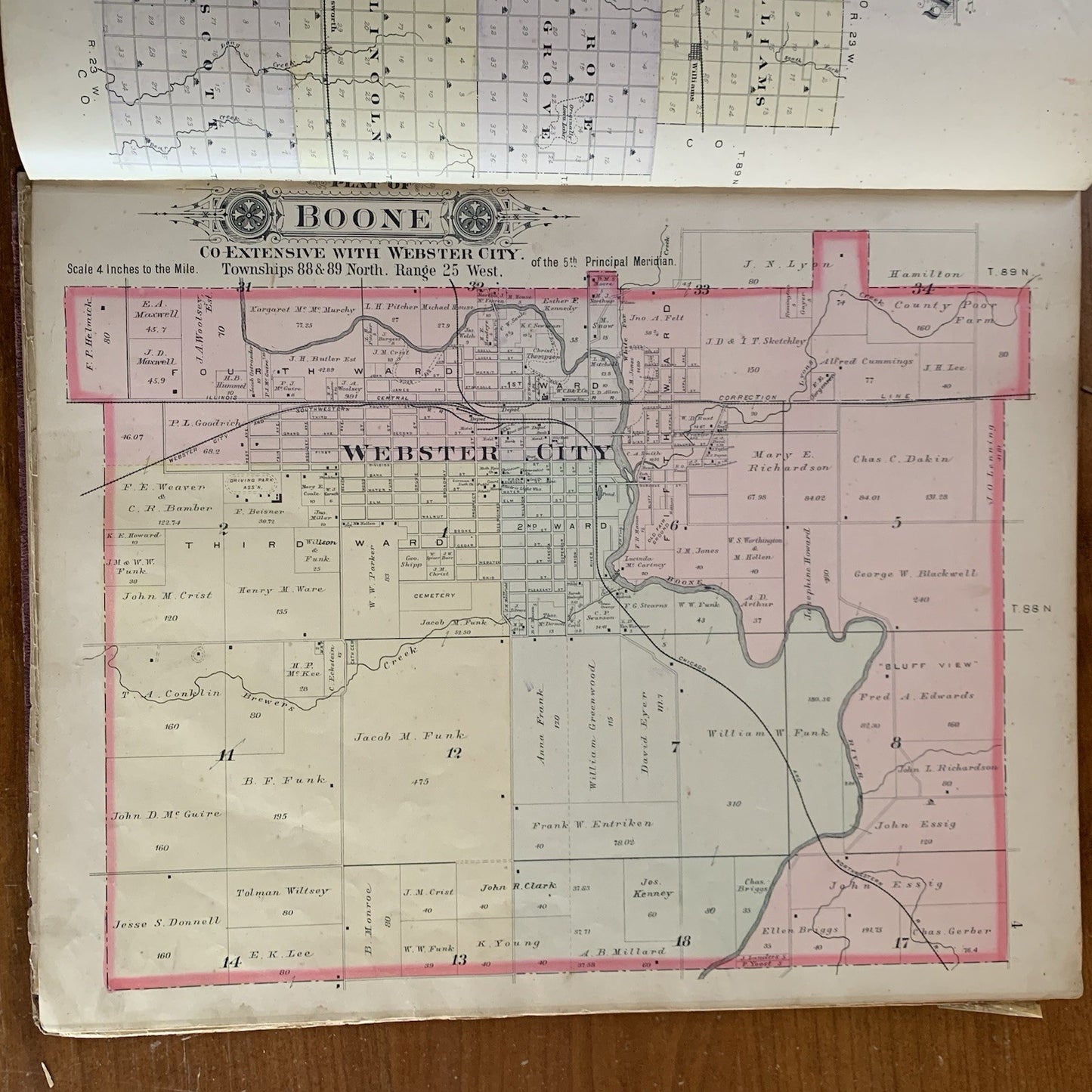 1896 Plat Book Atlas of Hamilton County, Iowa / Webster City Foldout Map