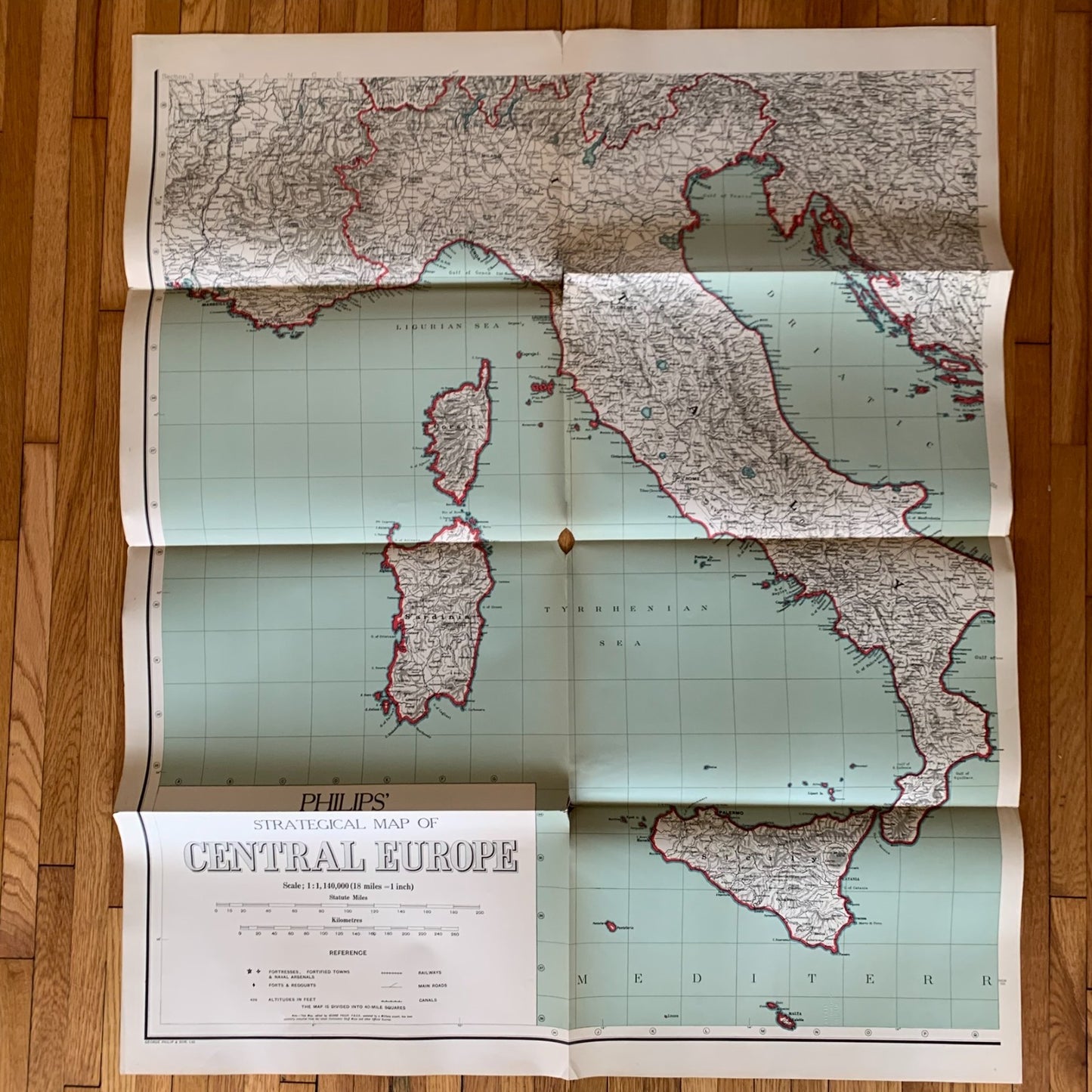 ca 1914 Philips Four Sheet Strategical Map of Central Europe WWI Military Folio