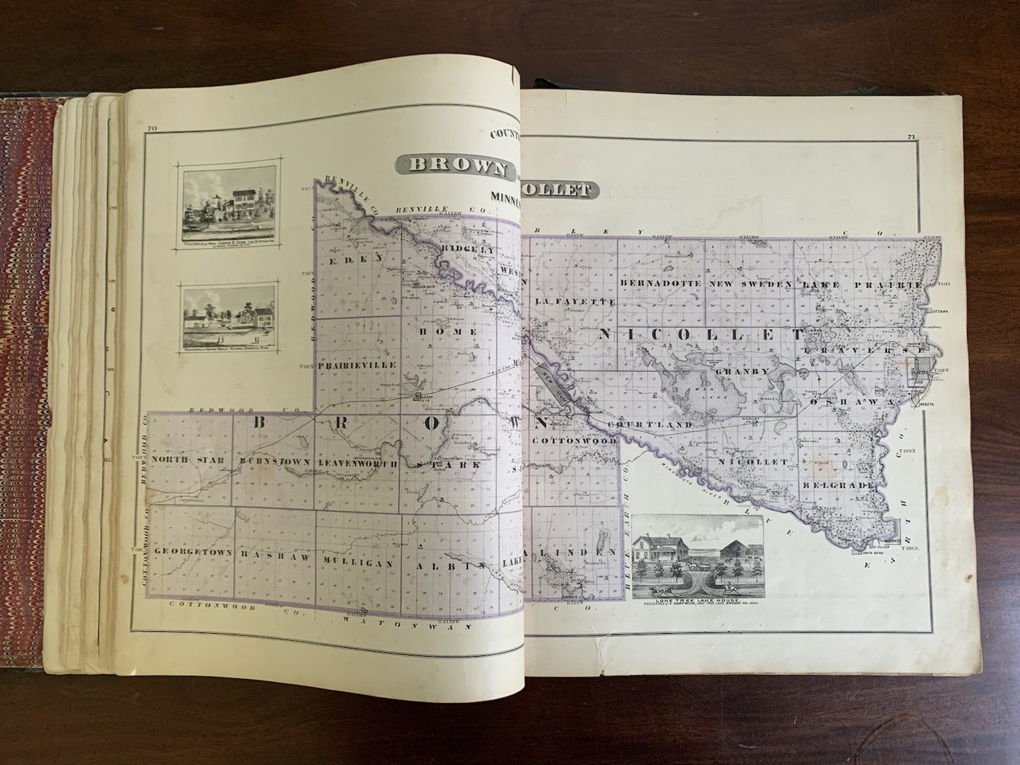 1874 Illustrated Historical Atlas of the State of Minnesota / DELUXE ED W VIEWS