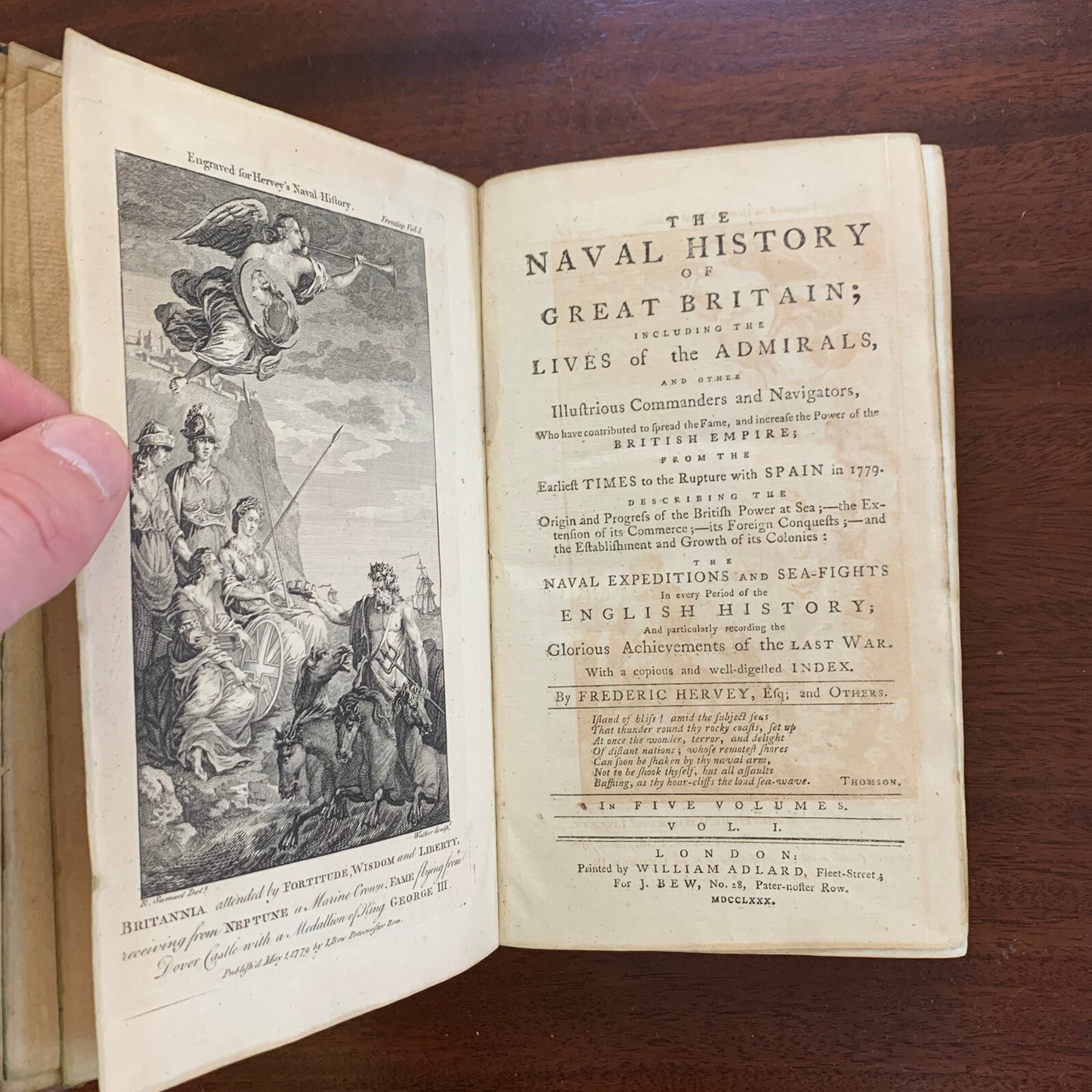 1780 5 Vol / The Naval History of Great Britain by Frederic Hervey
