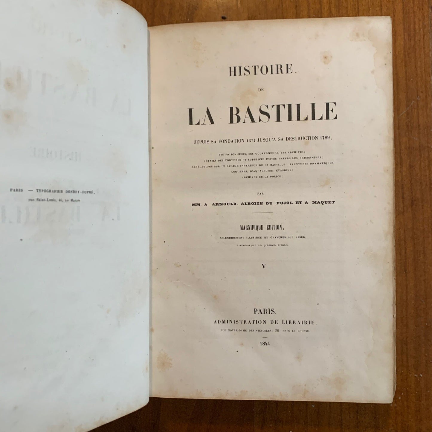 4 Vol 1844 1st ed History of the BASTILLE French Revolution Illustrated