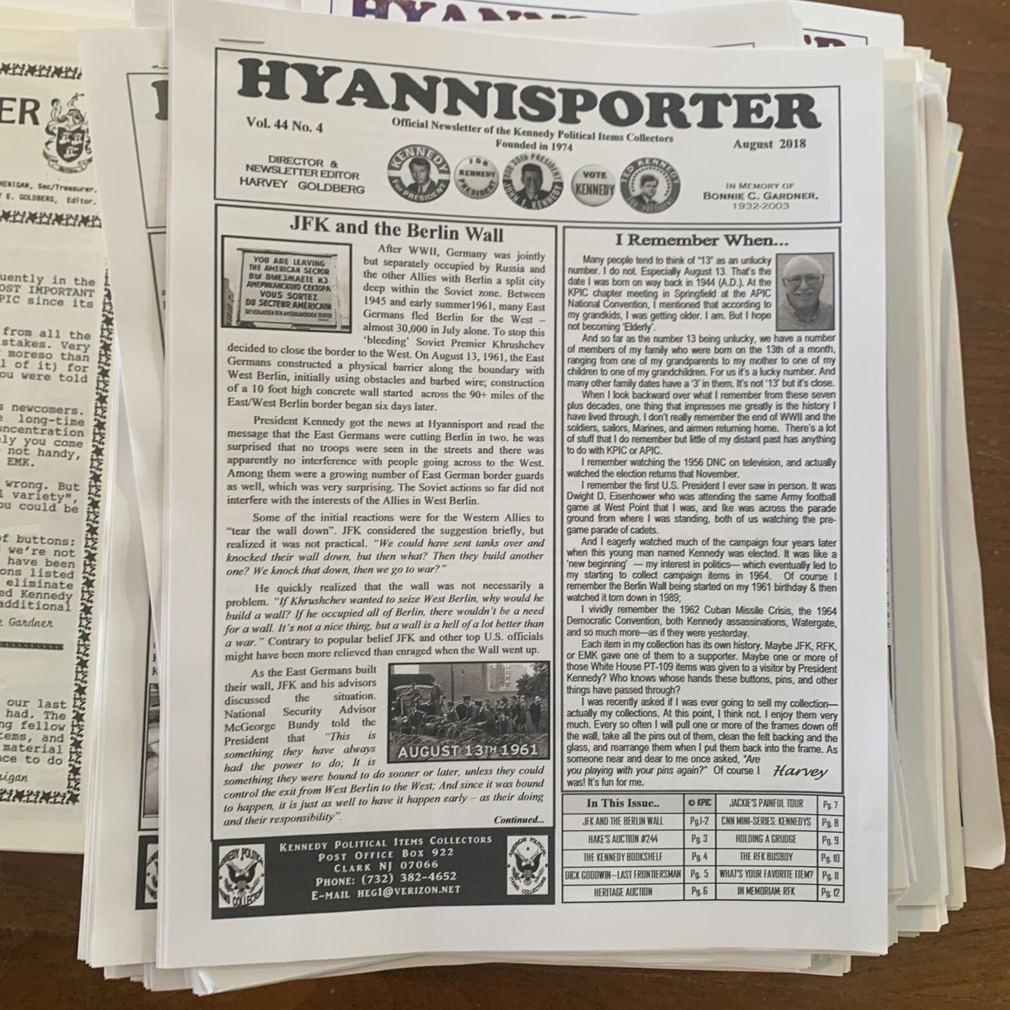The Hyannisporter Official Newsletter of Kennedy Political Items 1992 - 2024 JFK