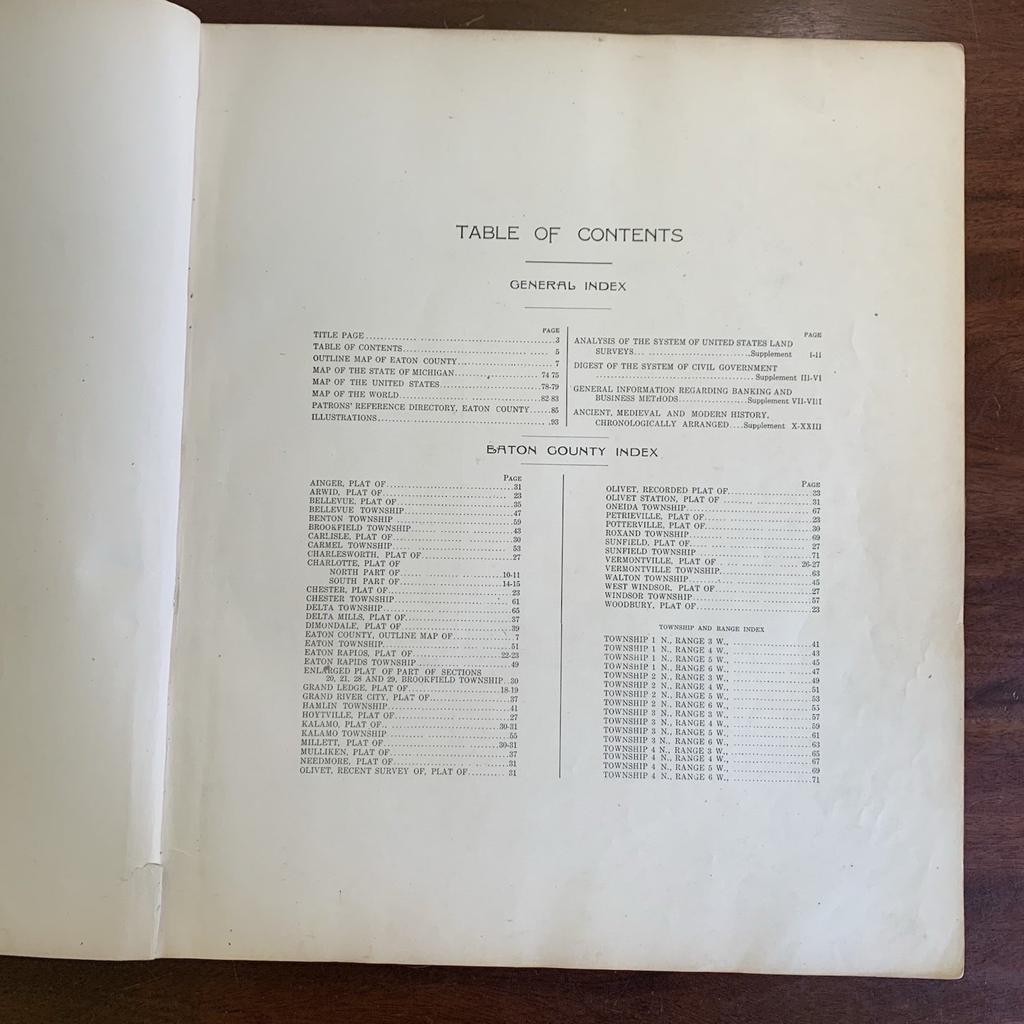 1913 Standard Atlas of Eaton County Michigan / Directory Ads Map