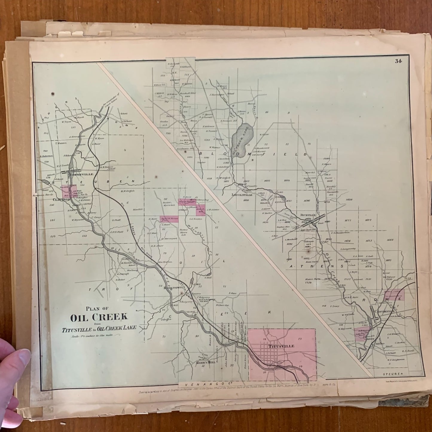 1865 Beers Atlas of the Oil Regions Pennsylvania - Incomplete - Maps Petroleum