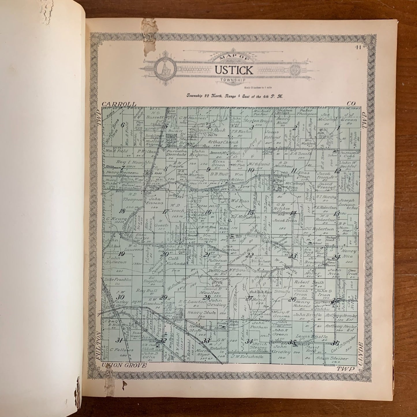 1912 Standard Atlas of Whiteside County, Illinois Sterling Rock Falls Fulton