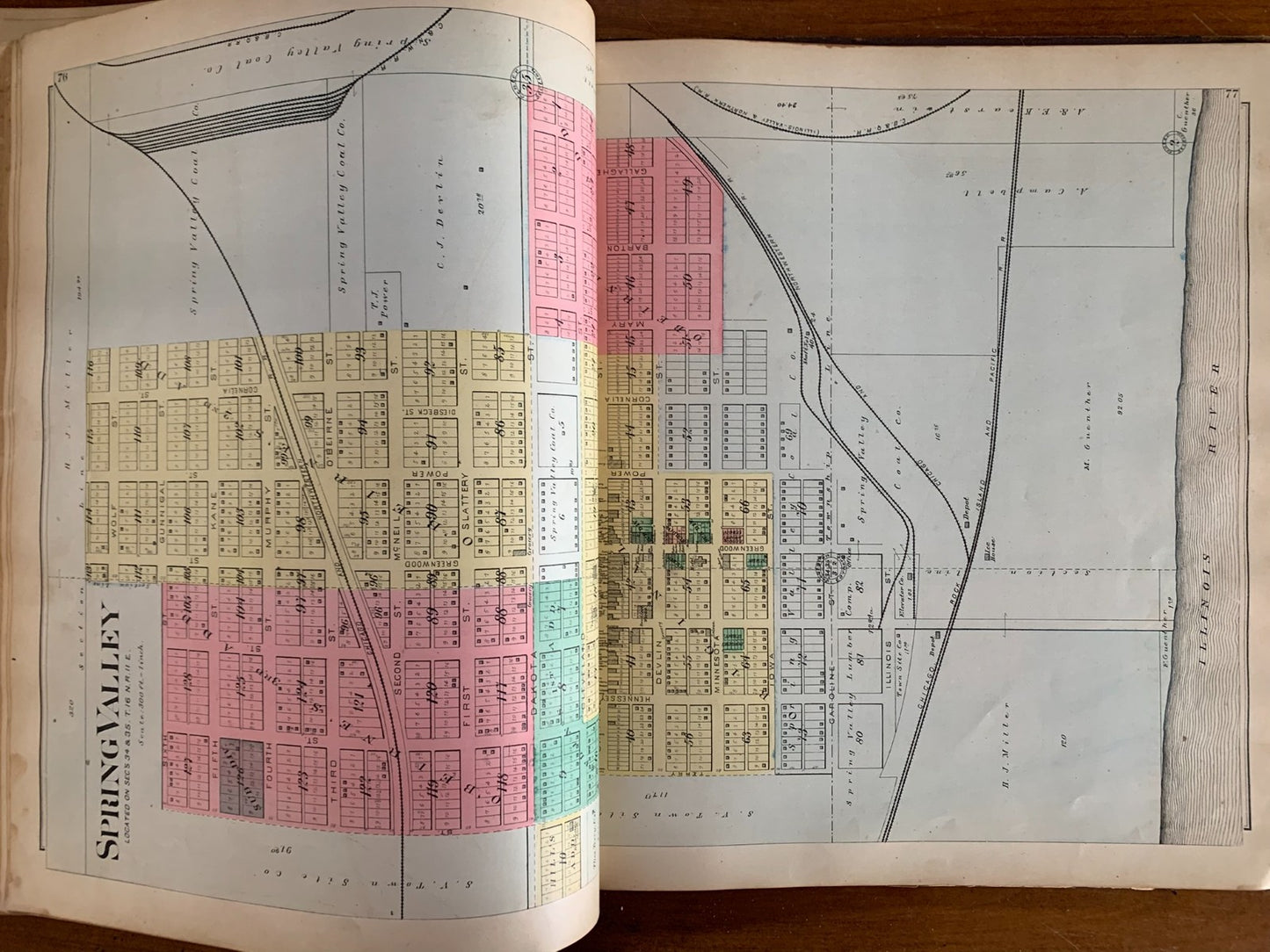 1892 Plat Book of Bureau County, Illinois Princeton Spring Valley Atlas Maps