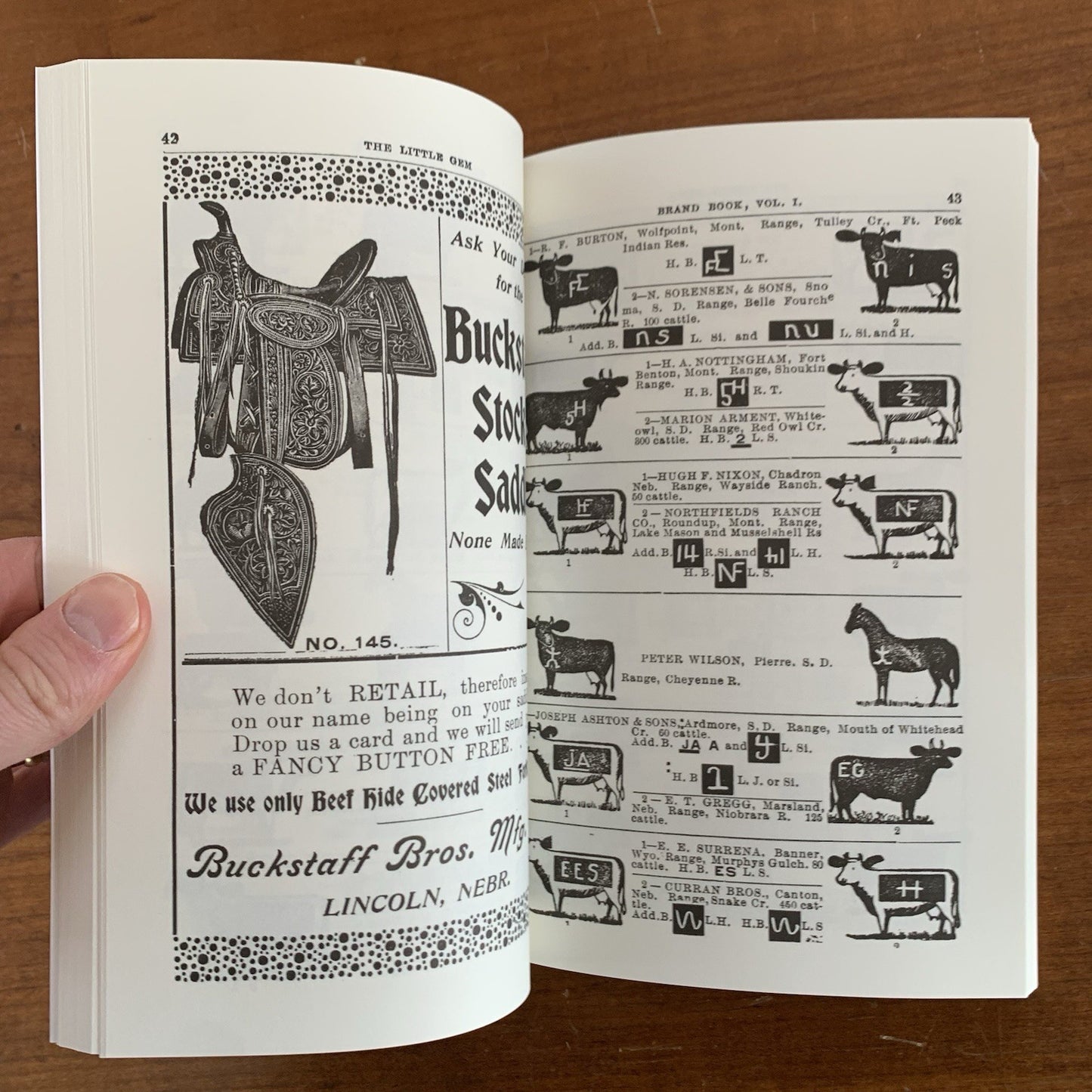 1900 Little Gem Brand Book / Wyoming Montana Colorado Dakota Nebraska Cattle