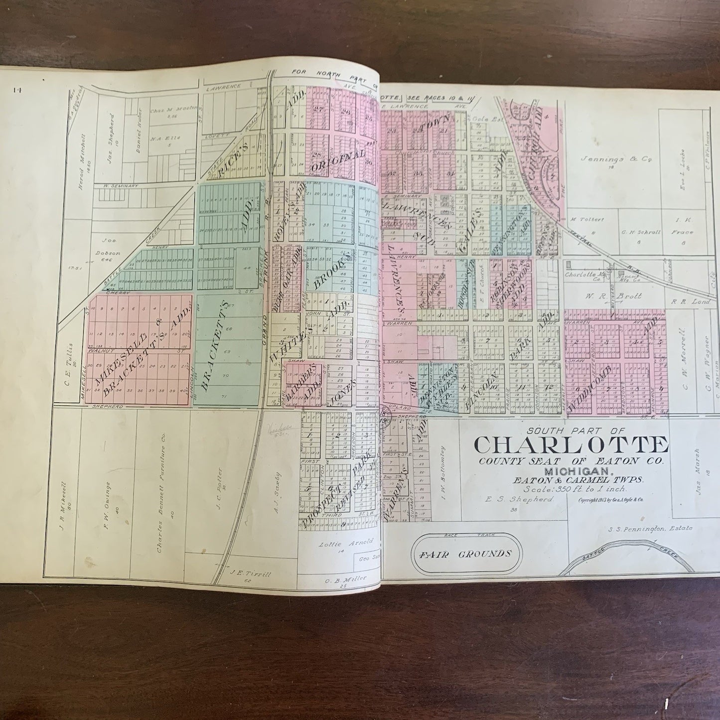 1913 Standard Atlas of Eaton County Michigan / Directory Ads Map
