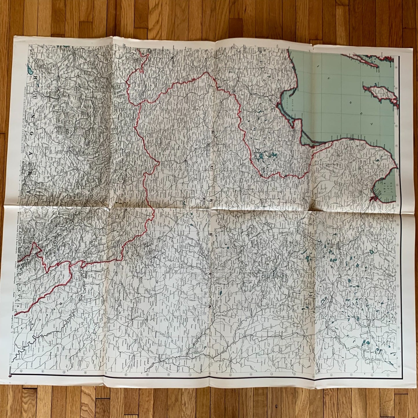ca 1914 Philips Four Sheet Strategical Map of Central Europe WWI Military Folio