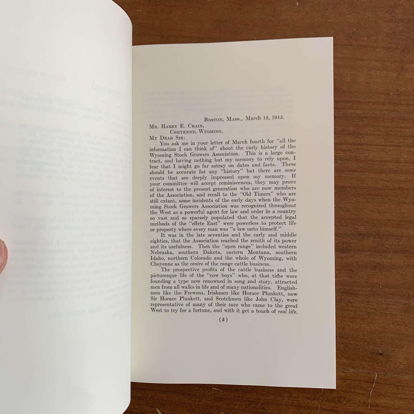 Letters from Old Friends and Members of the Wyoming Stock Growers Association