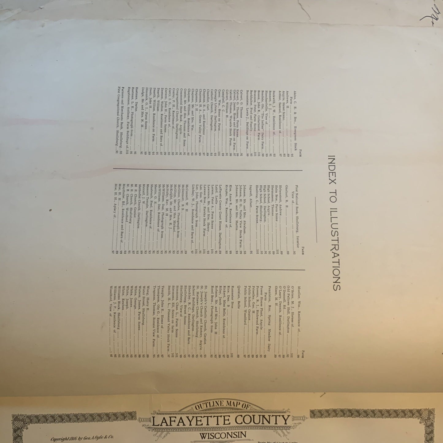 1916 Standard Atlas of Lafayette County Wisconsin Plat Book Ogle