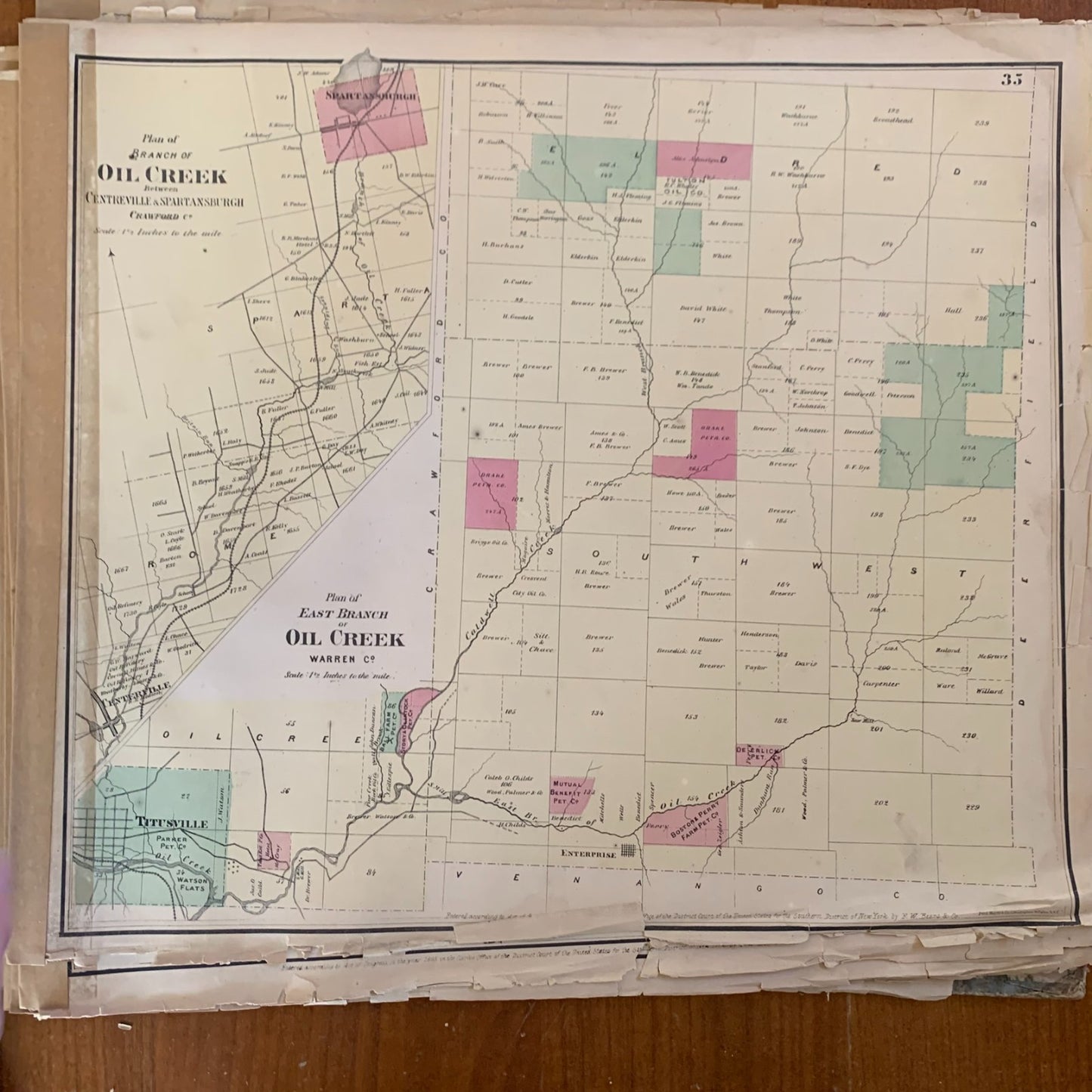1865 Beers Atlas of the Oil Regions Pennsylvania - Incomplete - Maps Petroleum