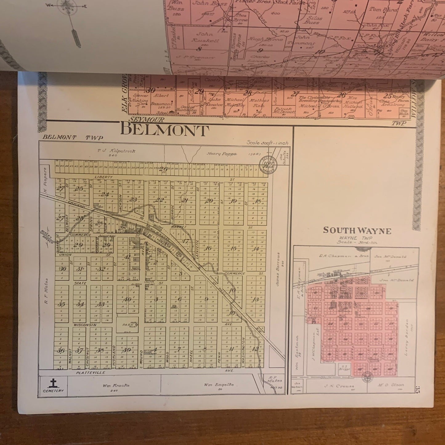 1916 Standard Atlas of Lafayette County Wisconsin Plat Book Ogle