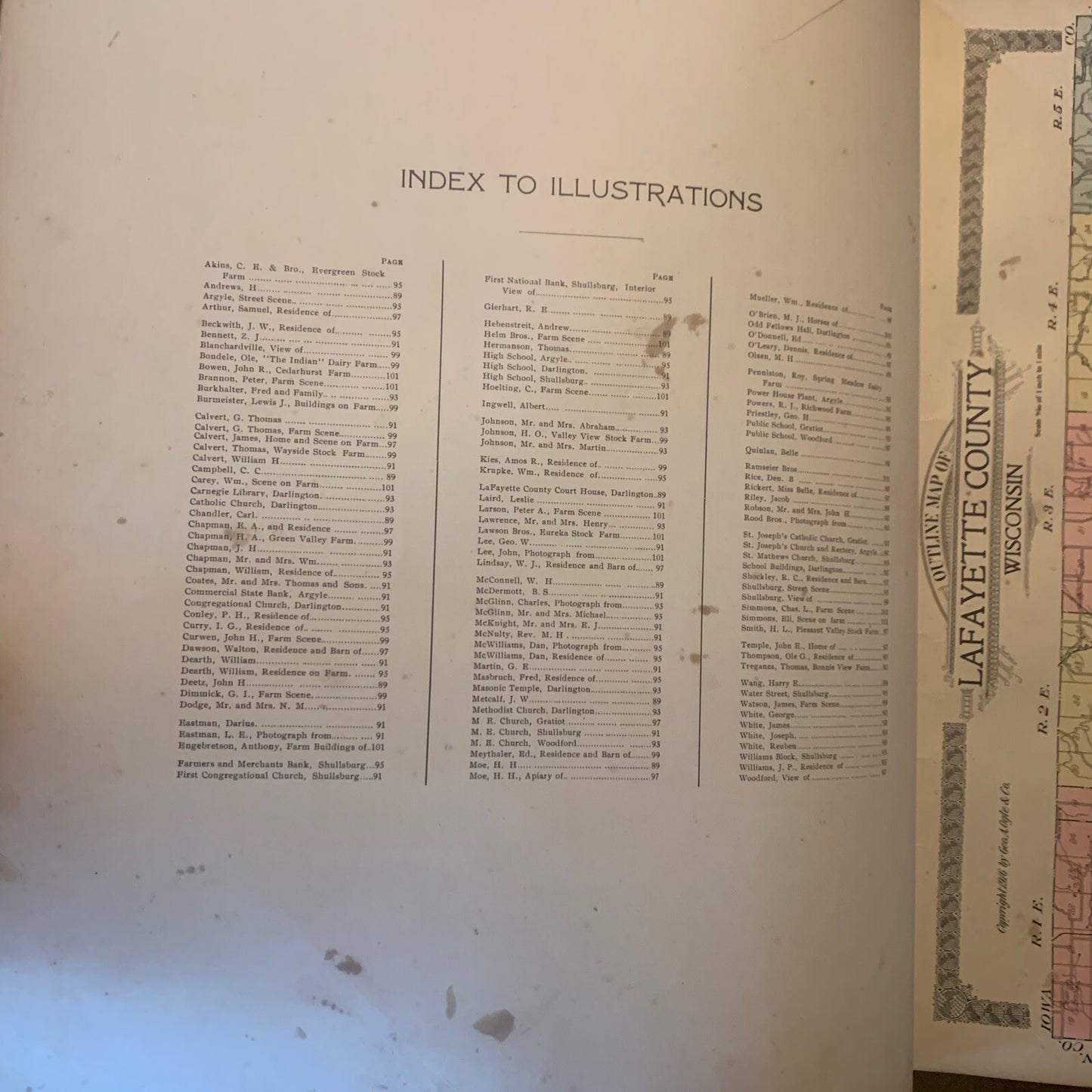 1916 Standard Atlas of Lafayette County Wisconsin Plat Book Ogle