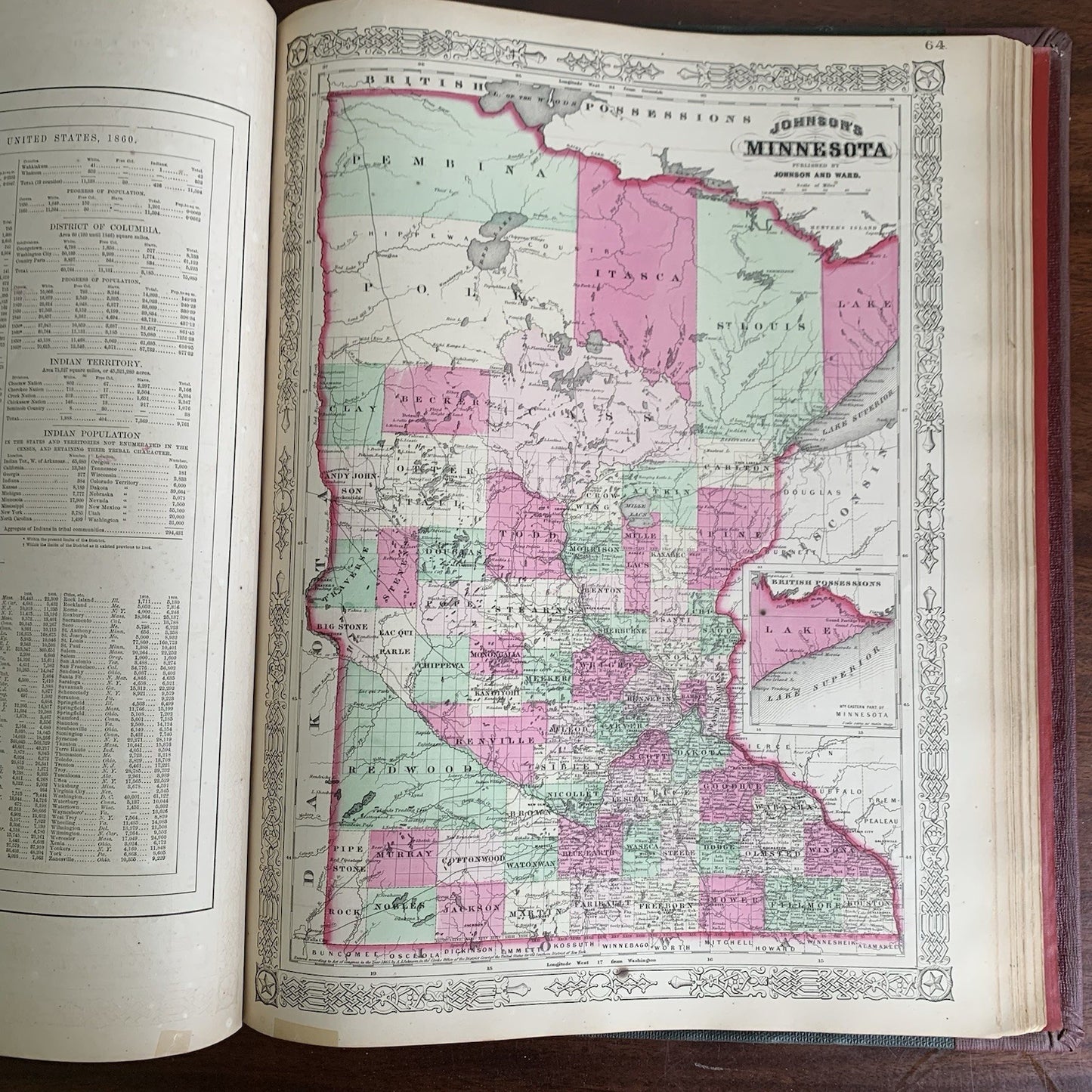1865 Johnsons New Illustrated Family Atlas / Maps United States Civil War