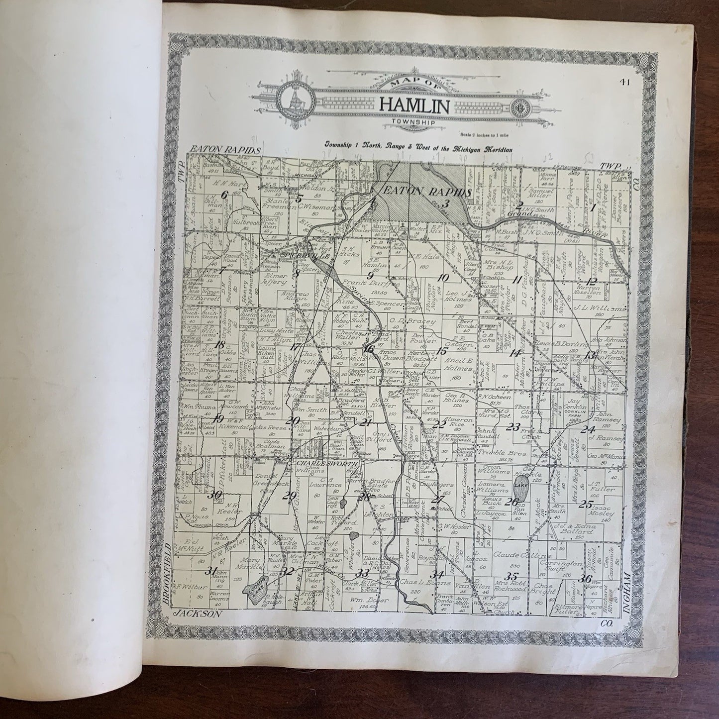 1913 Standard Atlas of Eaton County Michigan / Directory Ads Map