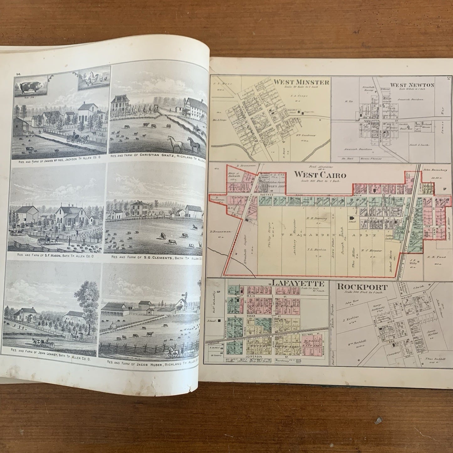 1880 Atlas of Allen County Ohio / Views Maps United States Lima