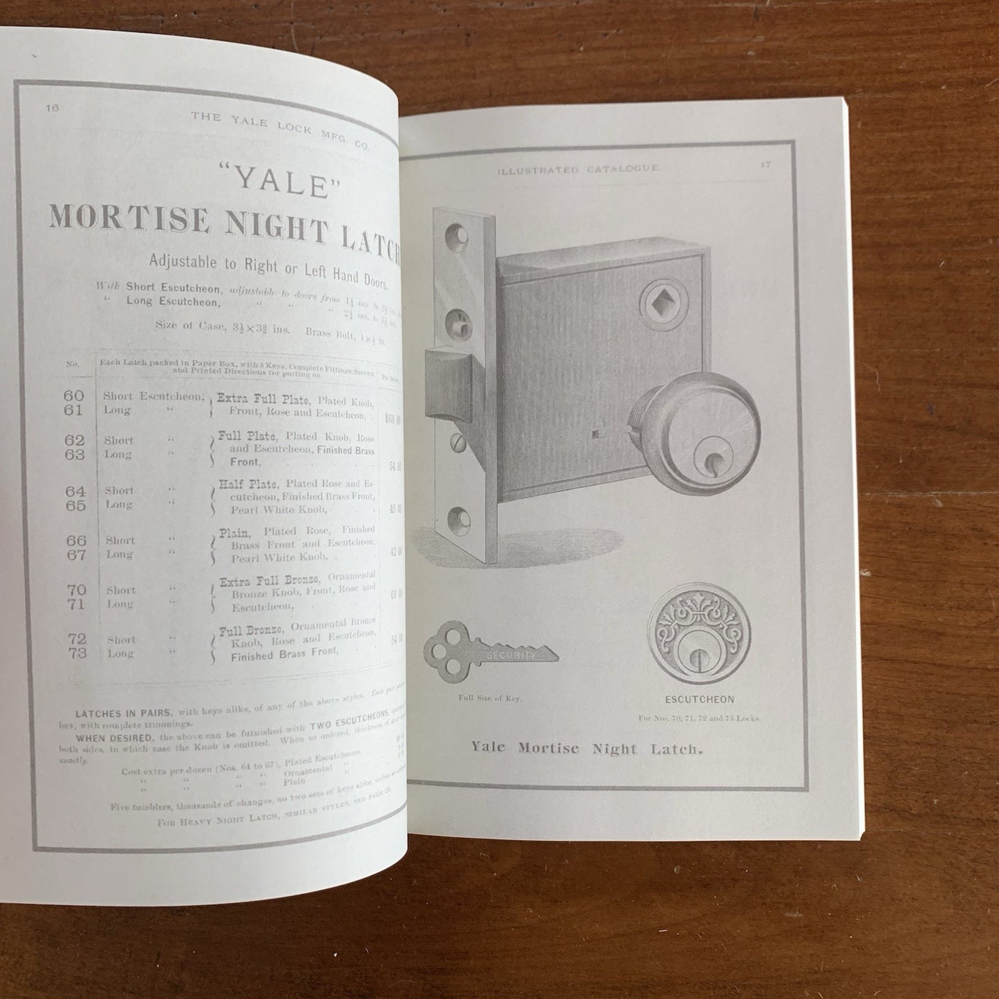1880 Yale Lock Mfg. Company Catalog No. 7 / Facsimile