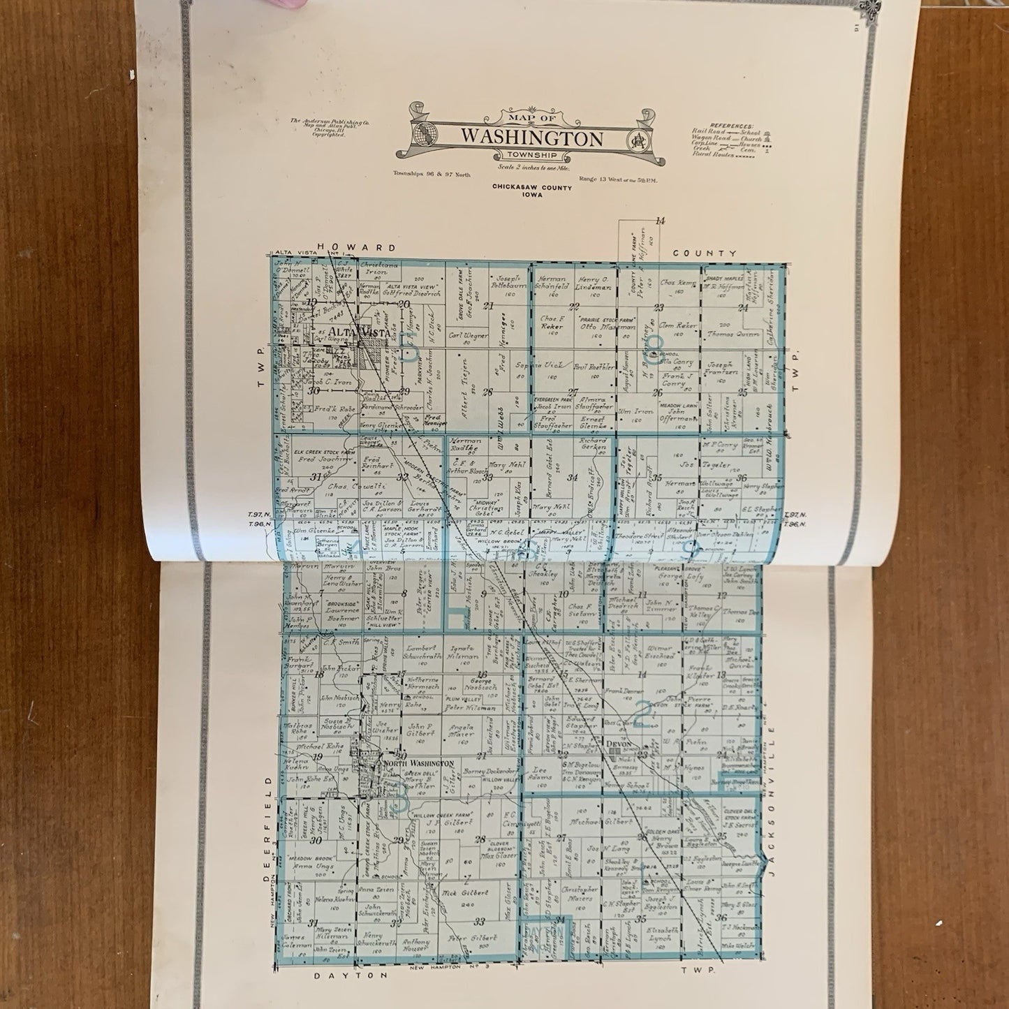 1915 Standard Atlas of Chickasaw County Iowa / Maps Untied States Plat Book