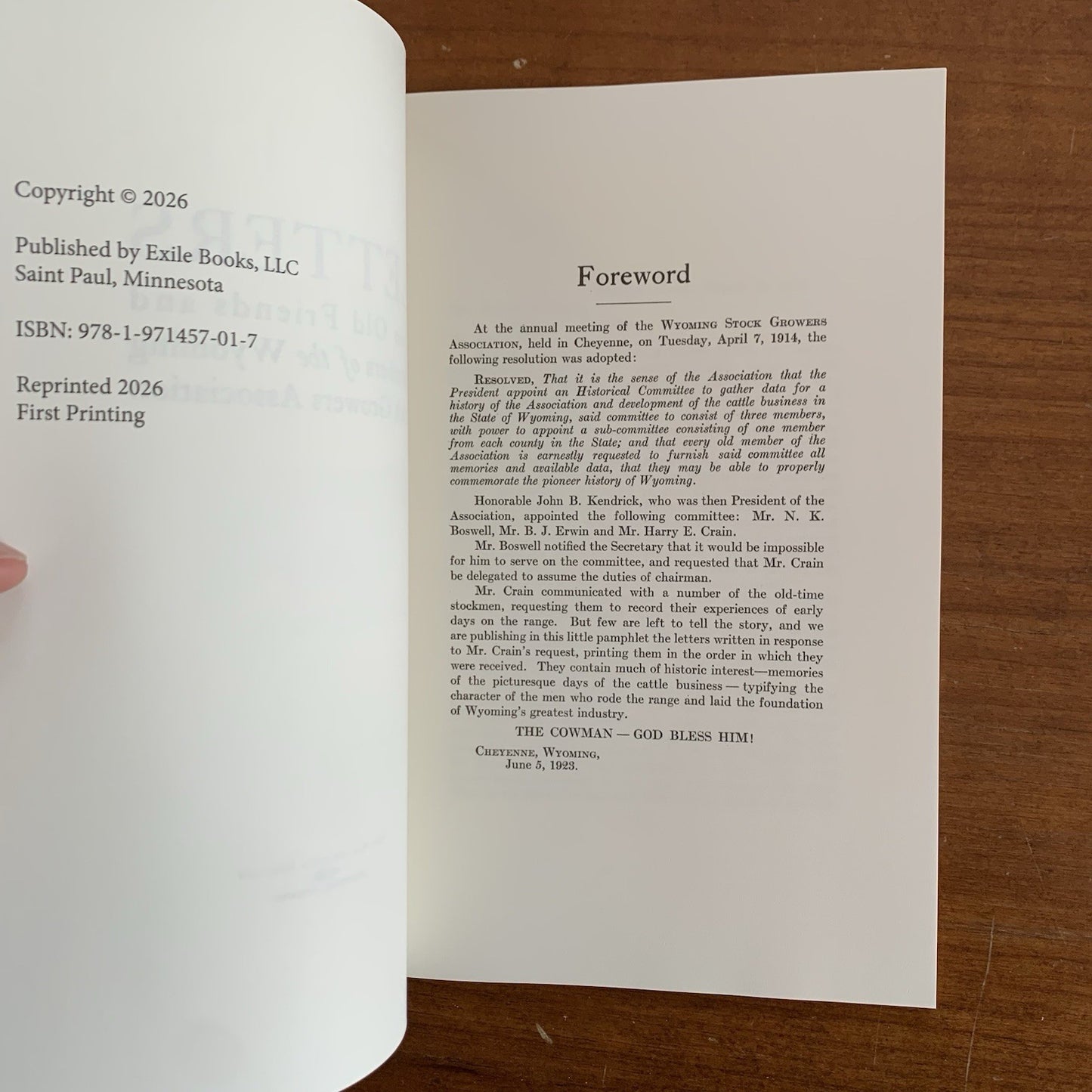 Letters from Old Friends and Members of the Wyoming Stock Growers Association