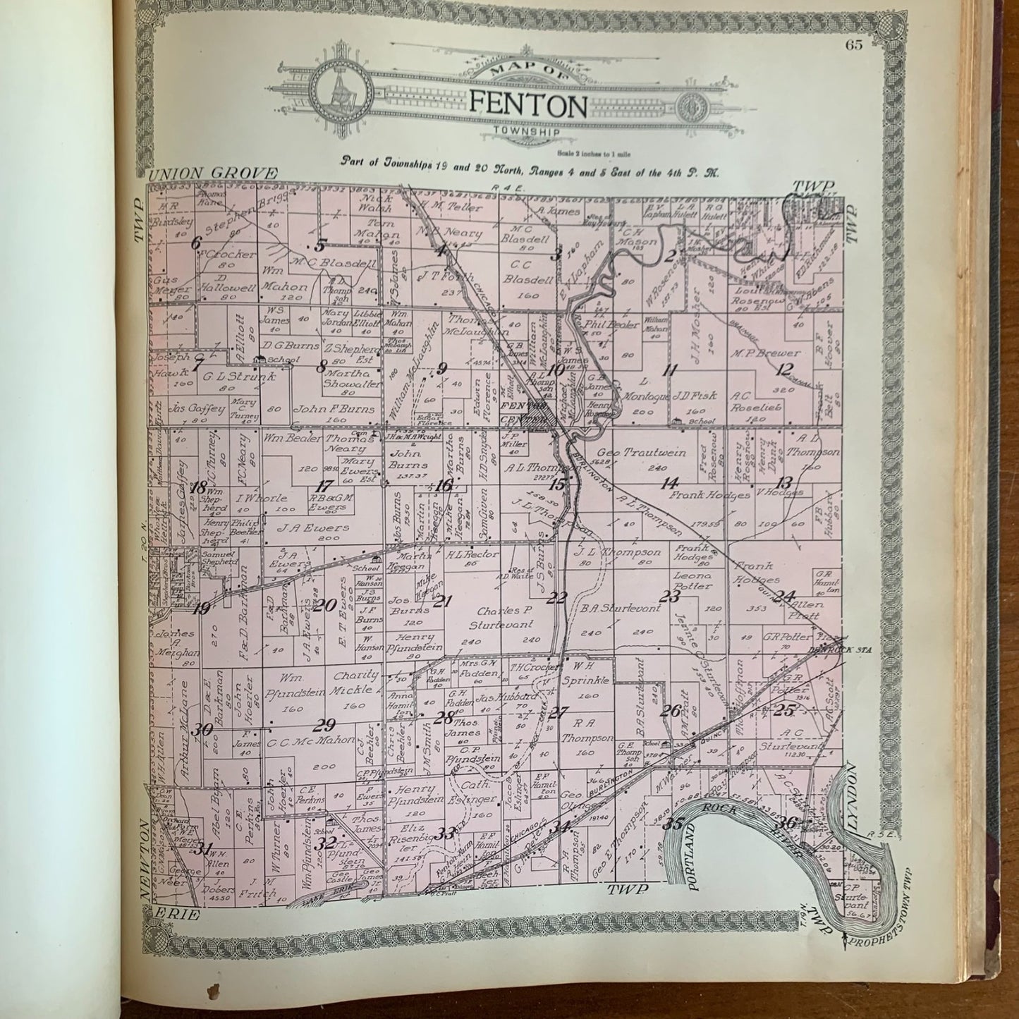 1912 Standard Atlas of Whiteside County, Illinois Sterling Rock Falls Fulton