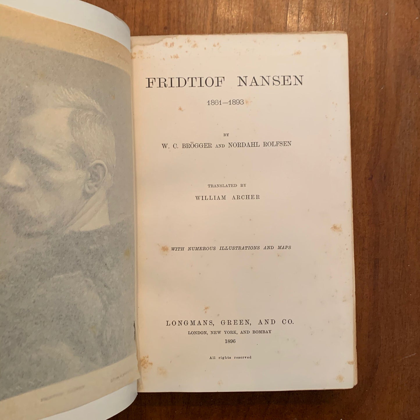 1896 Fridtjof Nansen 1861-1893 by Brogger and Rolfsen w/ Illustrations Maps