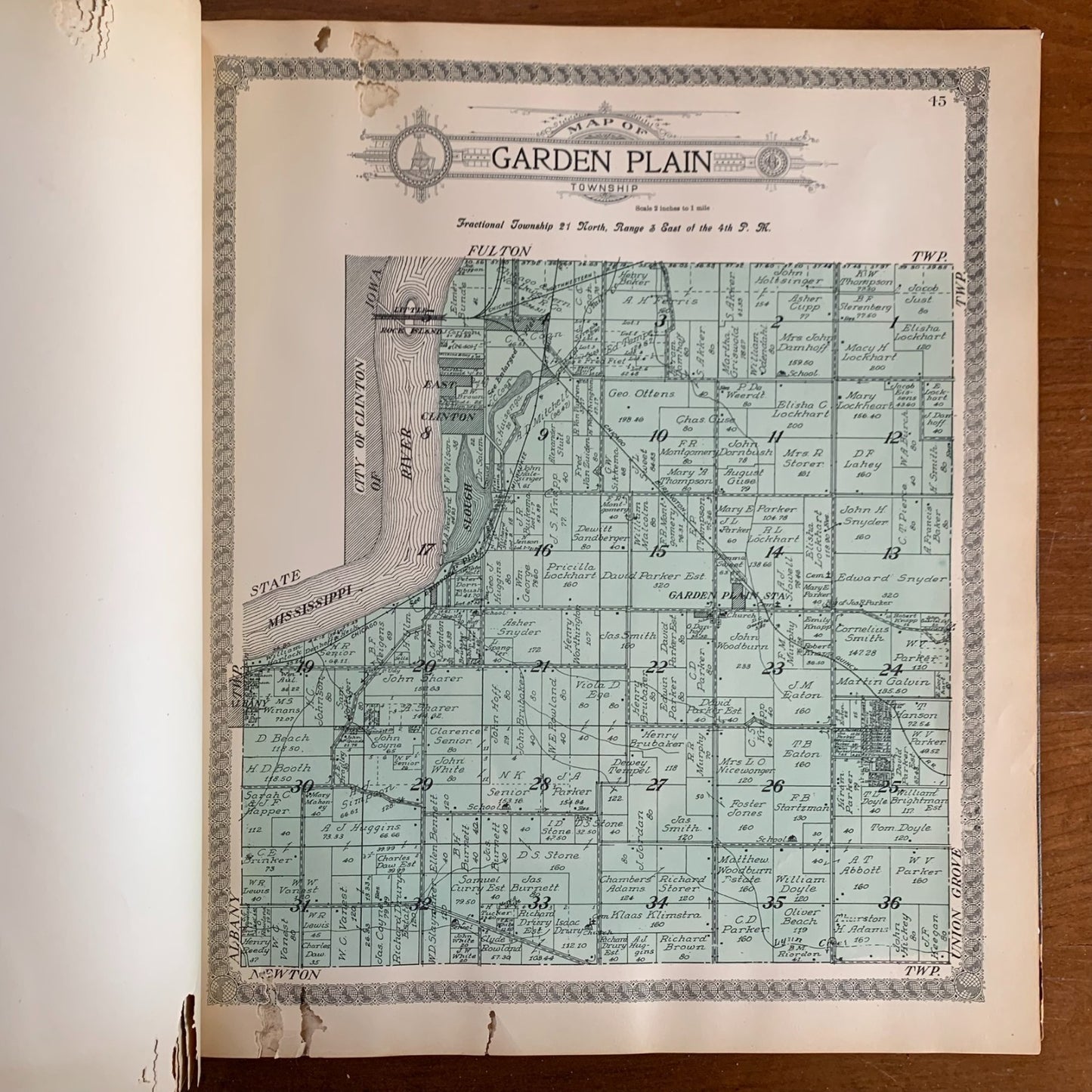 1912 Standard Atlas of Whiteside County, Illinois Sterling Rock Falls Fulton
