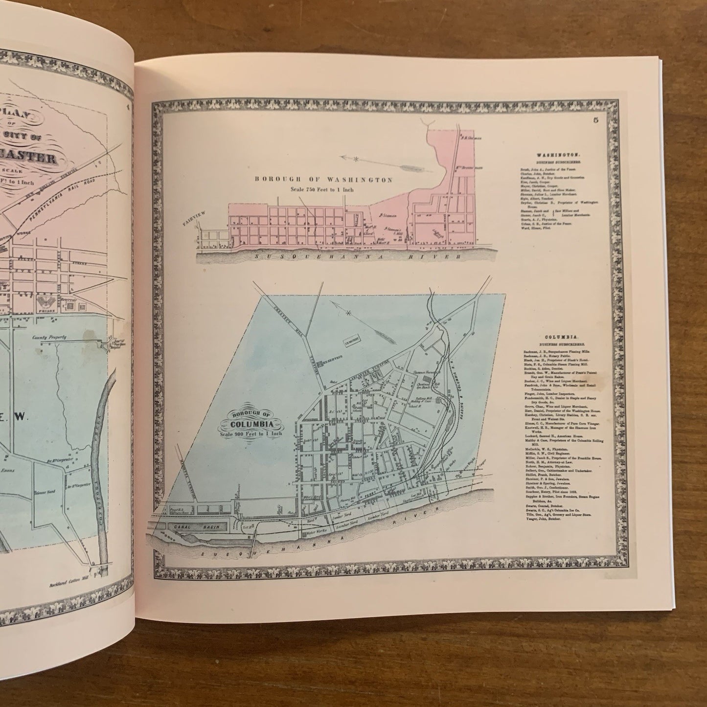 1864 Bridgens' Atlas of Lancaster Pennsylvania / Facsimile