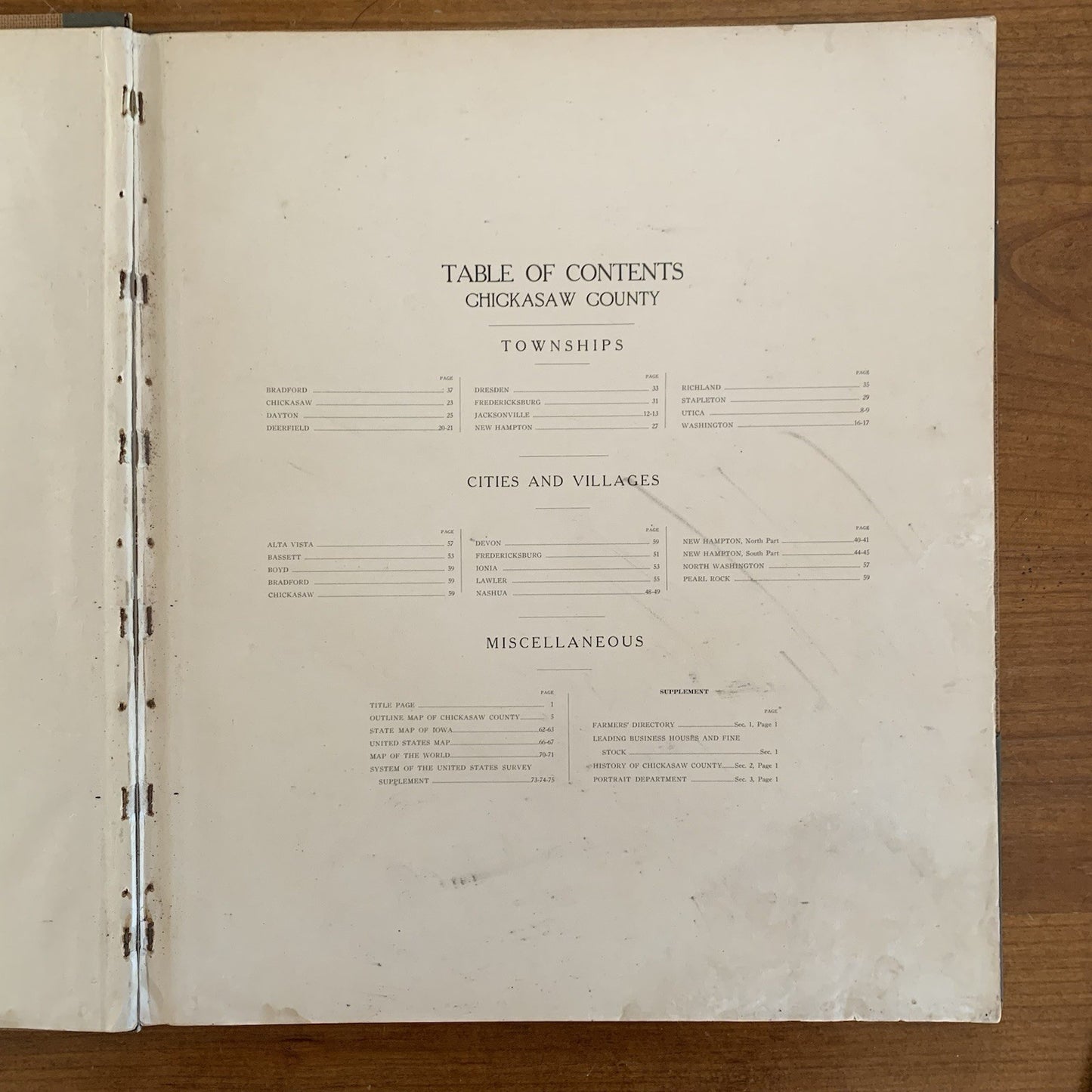 1915 Standard Atlas of Chickasaw County Iowa / Maps Untied States Plat Book