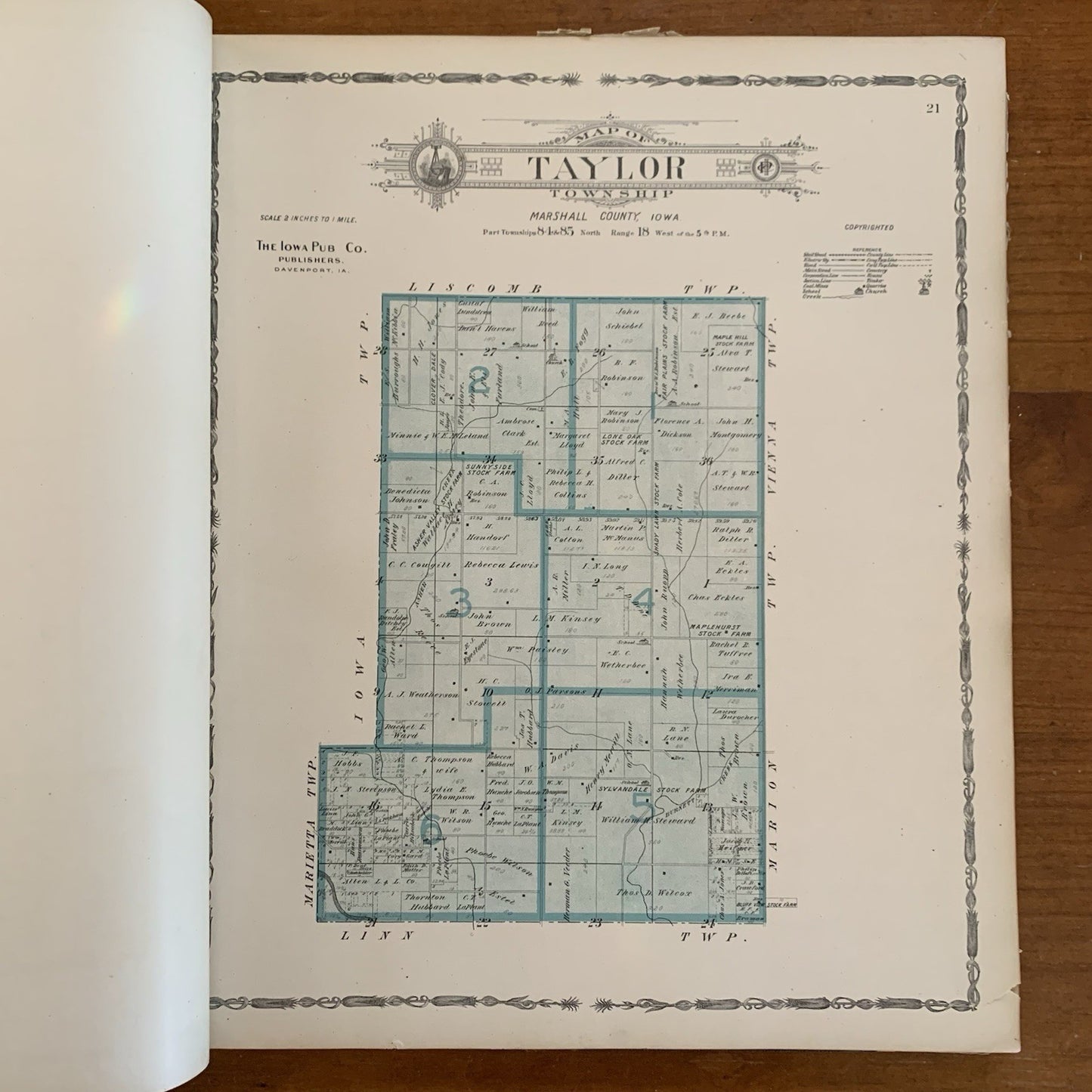 1907 Atlas of Marshall County Iowa / Plat Book Maps United States
