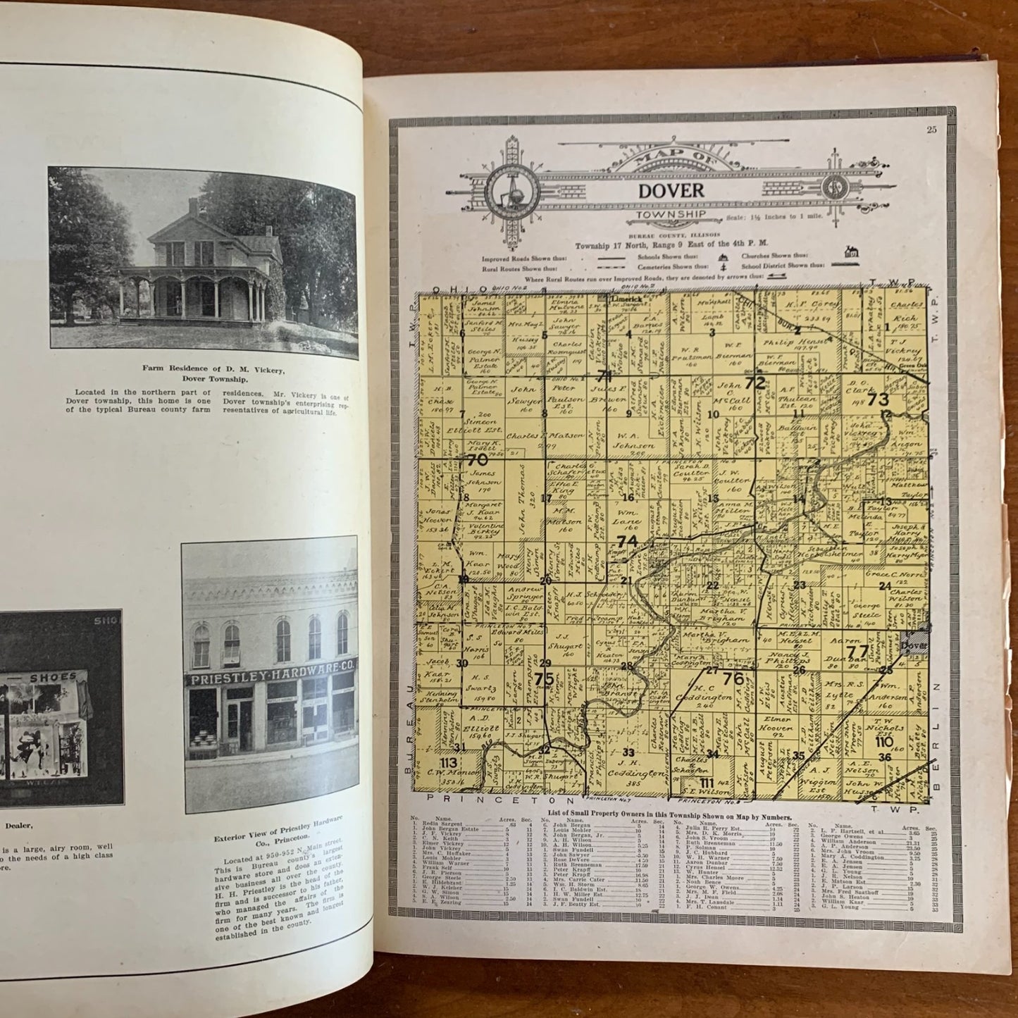 1916 Bureau County Illinois Standard Atlas Plat Book Princeton Spring Valley Map