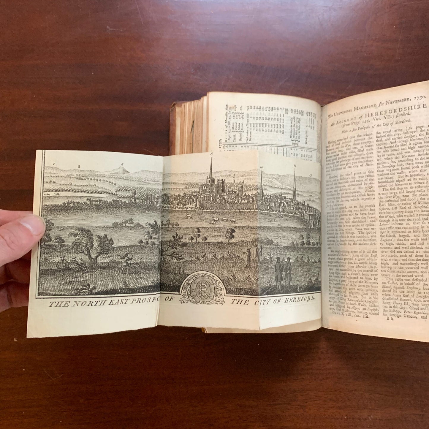1750 VOL VII UNIVERSAL MAGAZINE ENGRAVINGS TOBACCO WALTER RALEIGH COLONIES MAPS