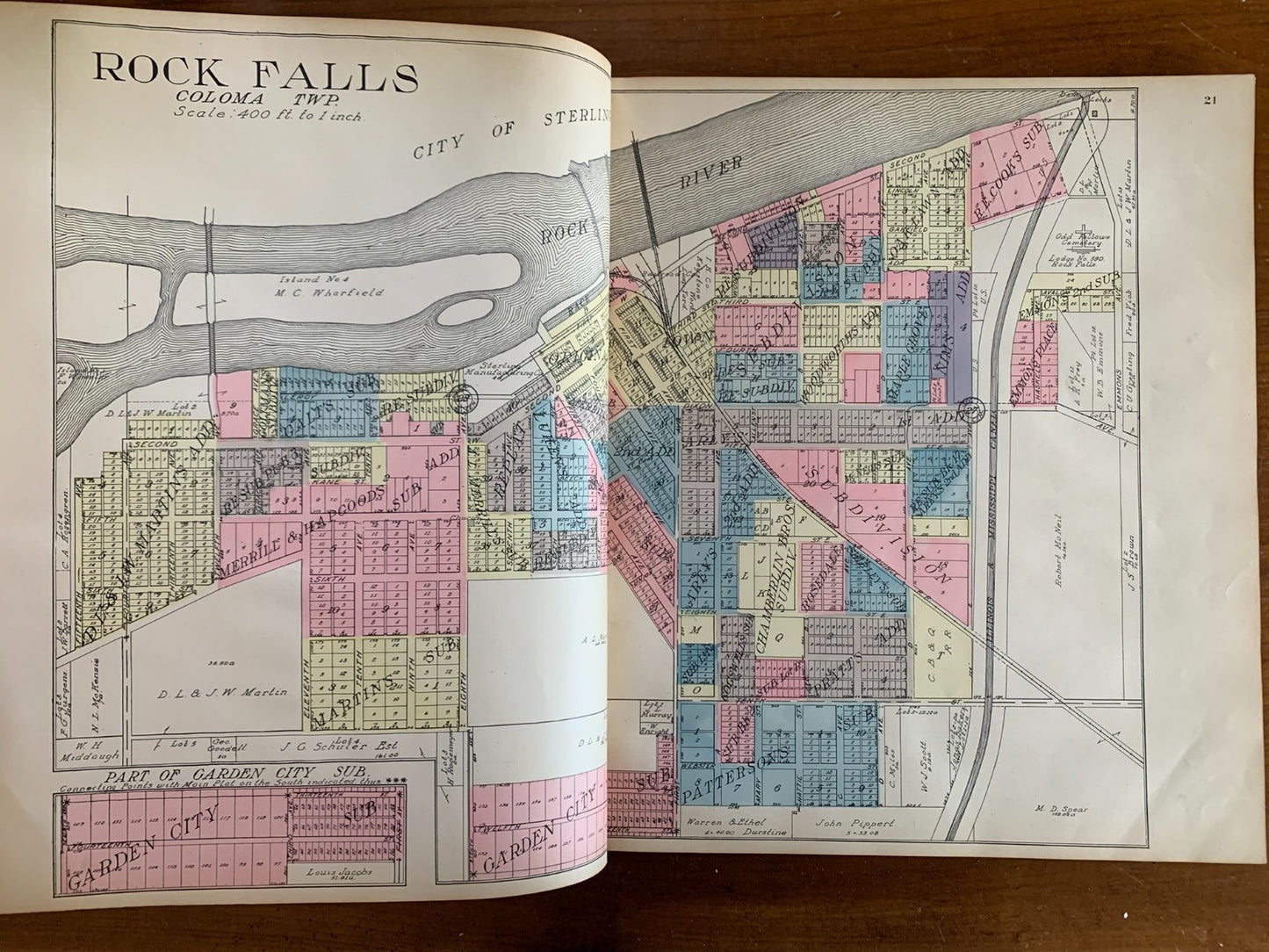 1912 Standard Atlas of Whiteside County, Illinois Sterling Rock Falls Fulton