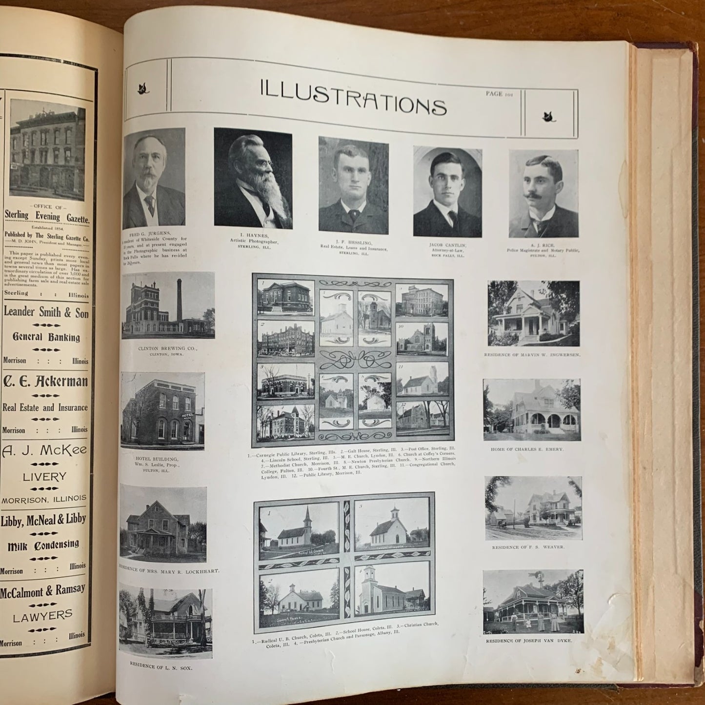 1912 Standard Atlas of Whiteside County, Illinois Sterling Rock Falls Fulton