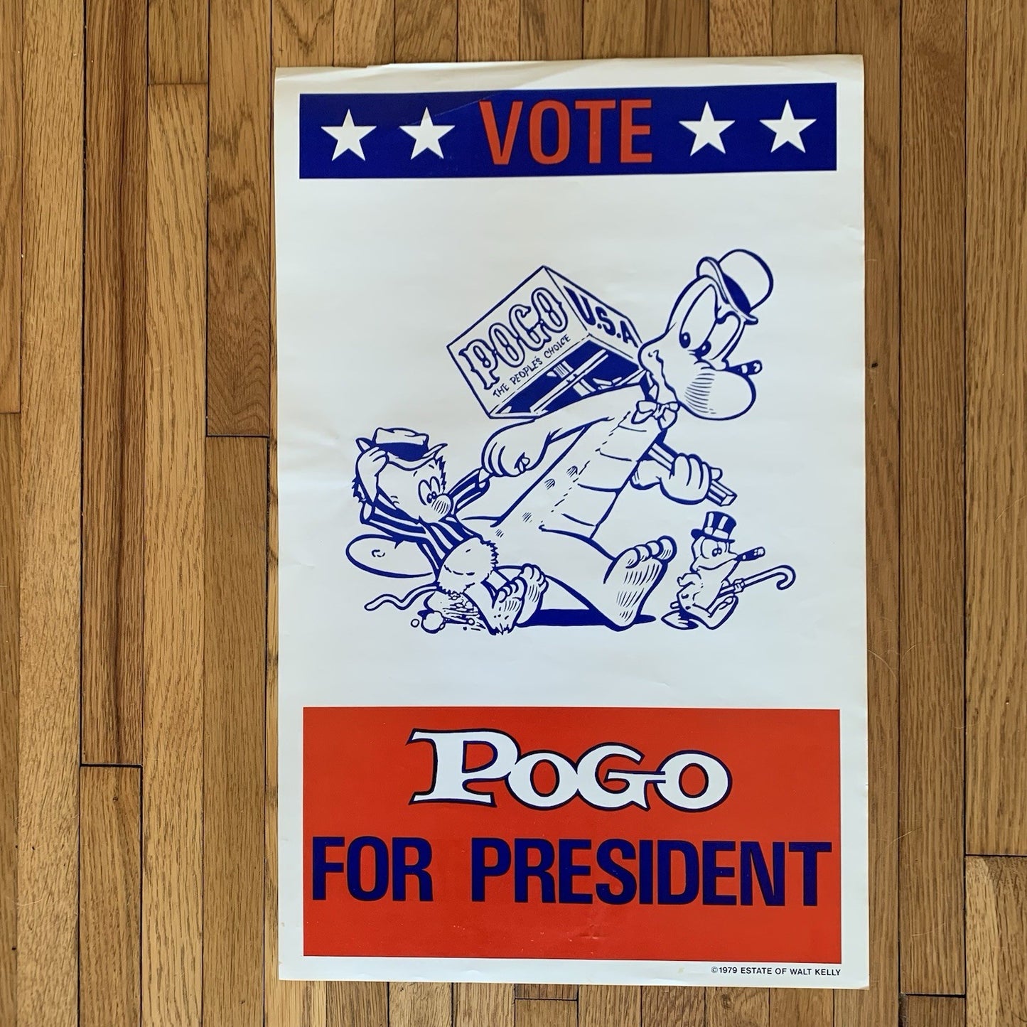 Vote Pogo for President Poster Estate of Walt Kelly 1979 Paper Poster VG