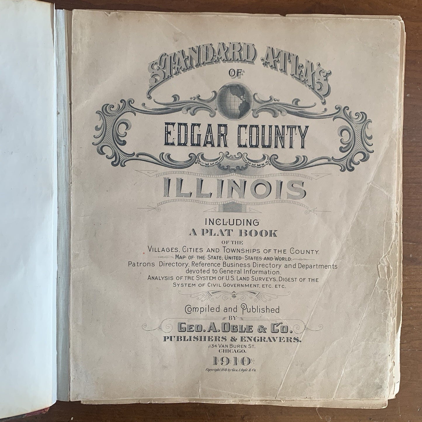 1910 Standard Atlas of Edgar County Illinois / Maps Plat Book Directory