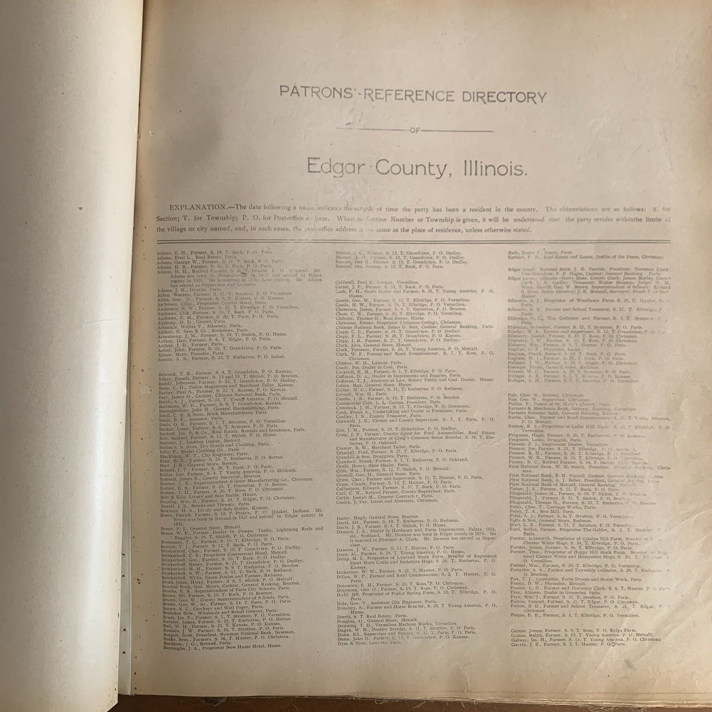 1910 Standard Atlas of Edgar County Illinois / Maps Plat Book Directory
