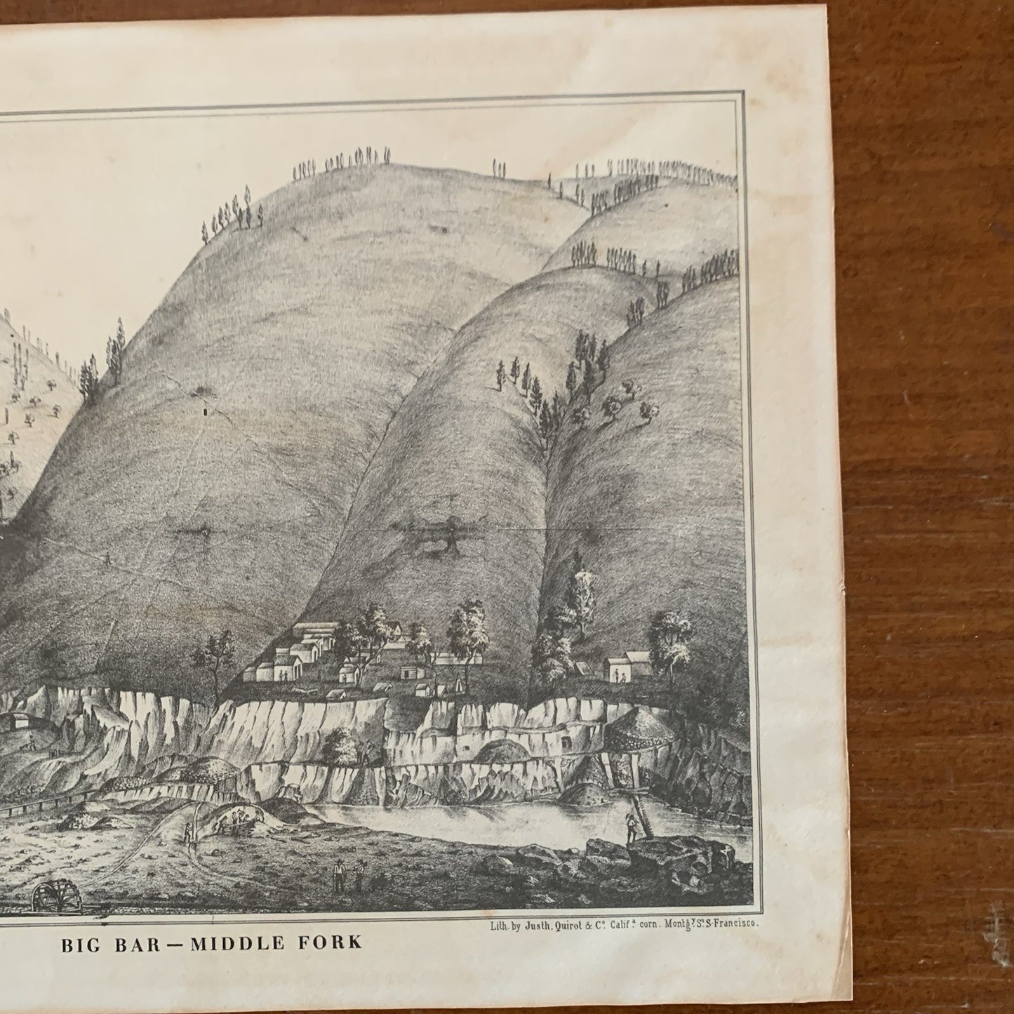 1851 Big Bar - Middle Fork Lithograph by Justh, Quirot & Co. California