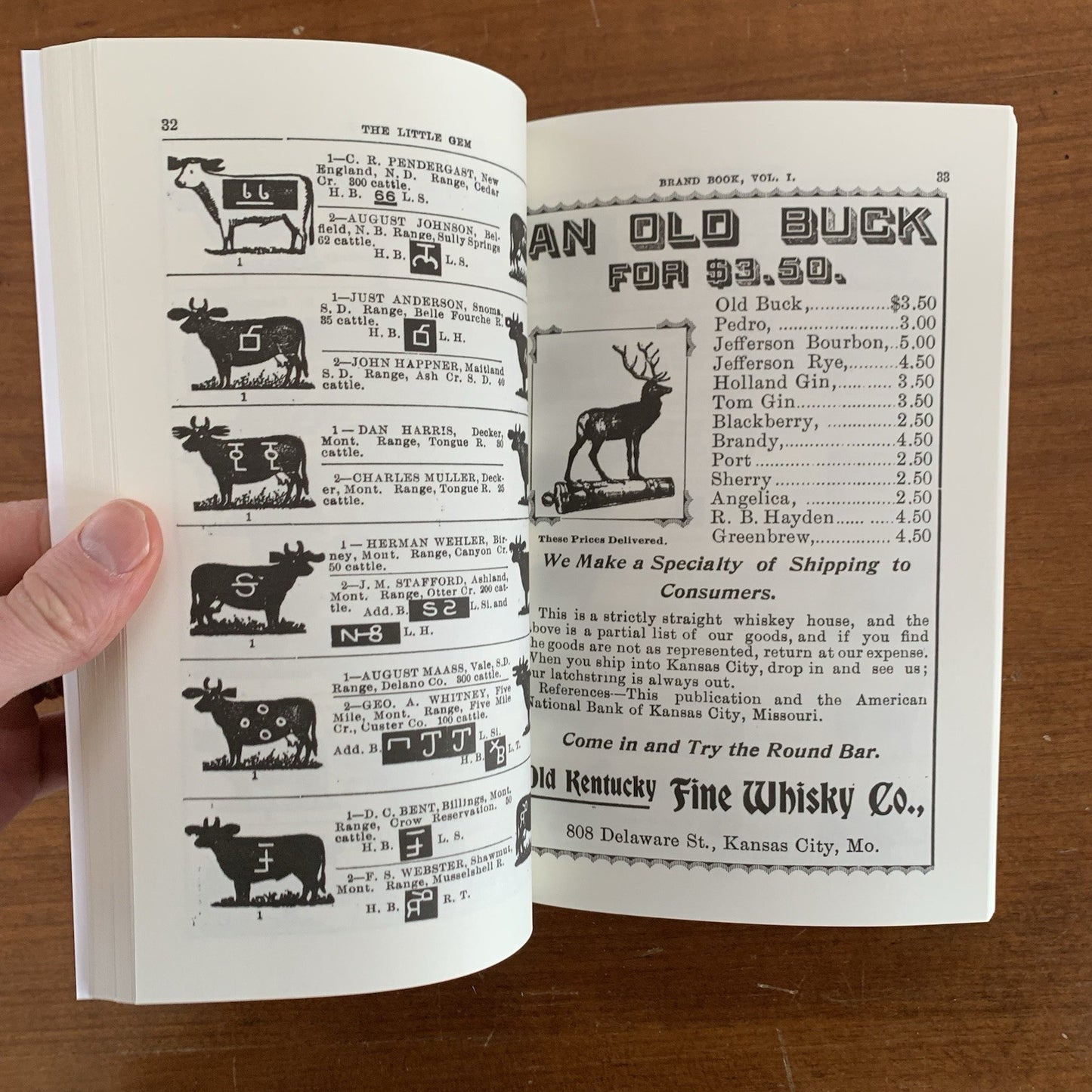 1900 Little Gem Brand Book / Wyoming Montana Colorado Dakota Nebraska Cattle