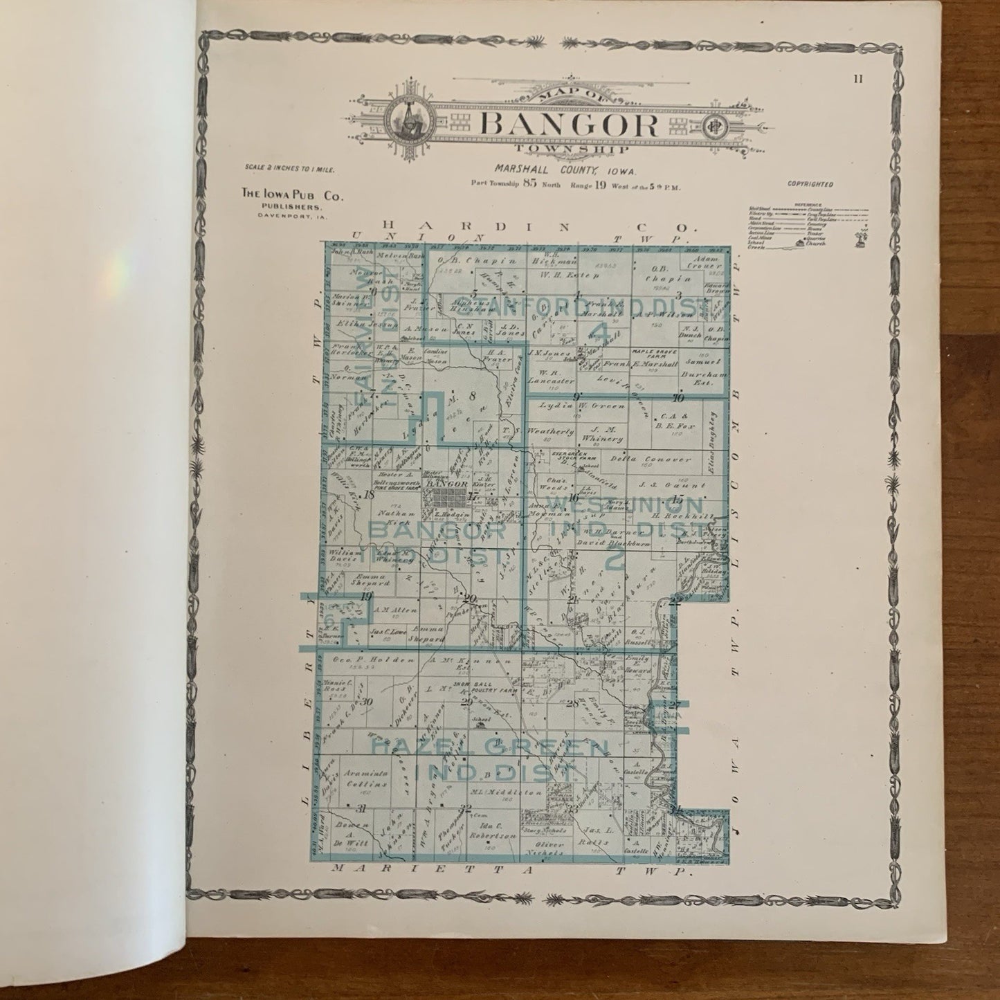 1907 Atlas of Marshall County Iowa / Plat Book Maps United States